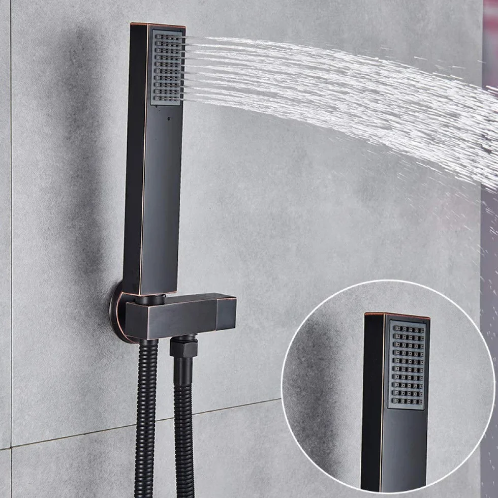 Zestaw baterii prysznicowej LED w kolorze czarnym deszczownica LED 6 dysz masujących SPA 3-drożny mieszacz wody ciepłej i zimnej system prysznicowy do wanny,Zestaw 8-calowy