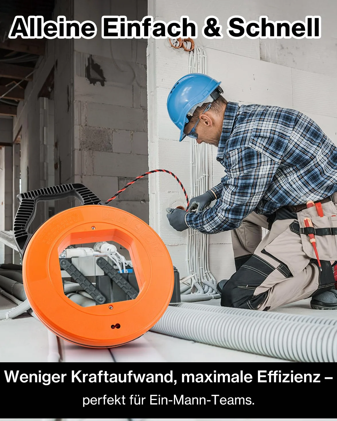 Lytool Pomoc do wciągania kabli 30 m, pomoc do wciągania przewodów do rur pustych, prowadnica przewodów do przewodów i instalacji elektrycznych