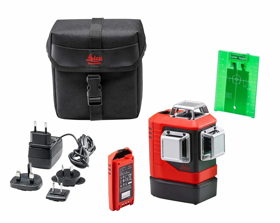 Leica Lino L6Gs – 3 x 360 stopni laser liniowy z akumulatorem litowo-jonowym i ładowarką w torbie (zielony laser, obszar roboczy: 35 m)