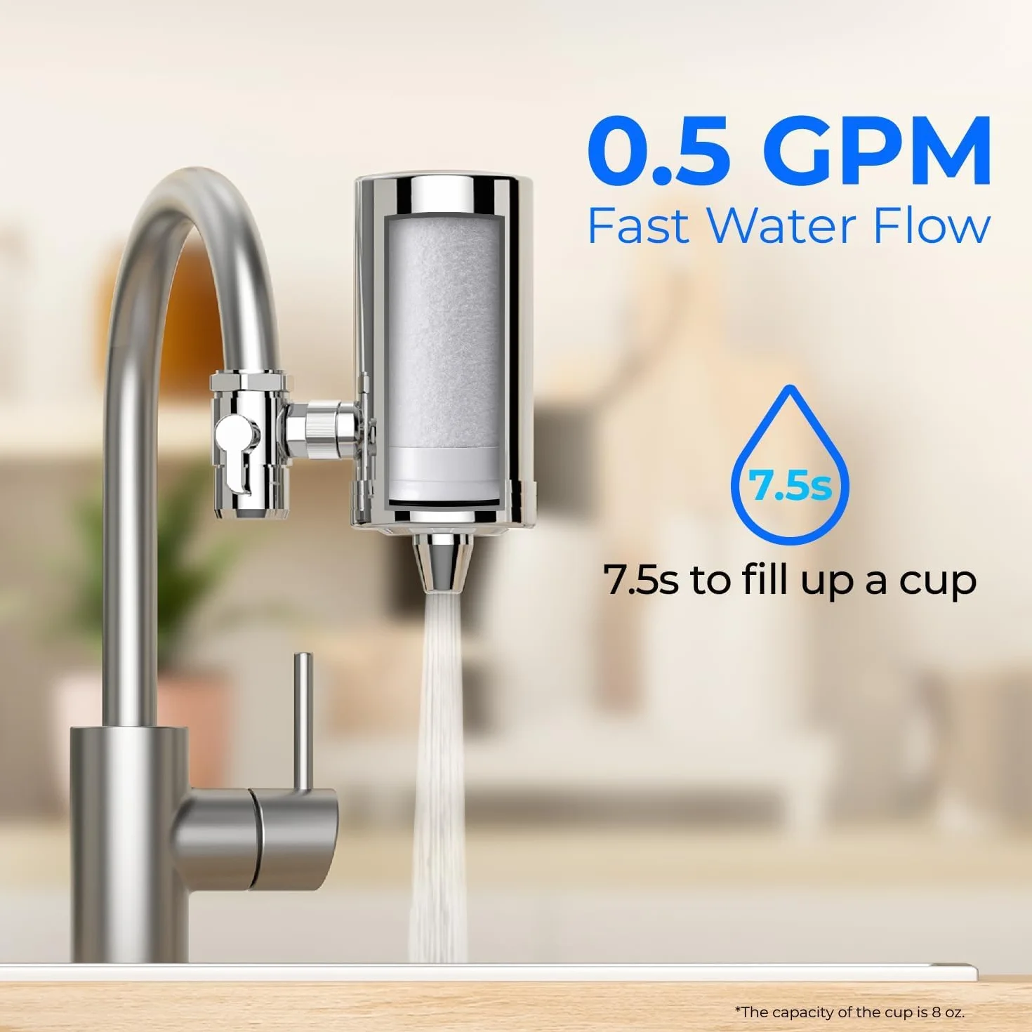 Waterdrop WD-FF-03A Wymienny Filtr do WD-FC-06 Kranu, Redukuje 94.42% Chloru, Złego Smaku i Więcej, Trwałość do 9 Miesięcy (Pakiet 3 Sztuk)