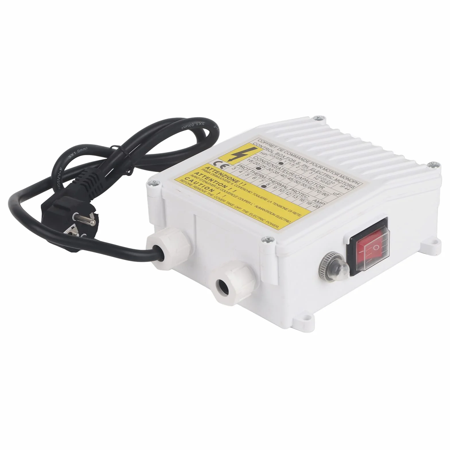 Skrzynka sterująca do zanurzeniowej pompy wodnej, wbudowana skrzynka sterująca do pompy wodnej chroniącej ciepło (750 W, wtyczka UE 220 V)