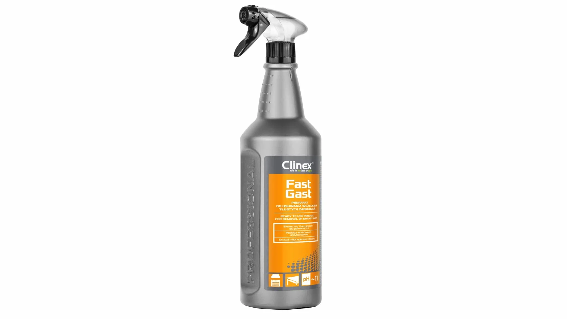 Clinex środek do usuwania tłuszczu "Fast Gast" 1 l w sprayu, skuteczny środek czyszczący do kuchni, odtłuszczacz o pięknym zapachu, wydajny środek czyszczący