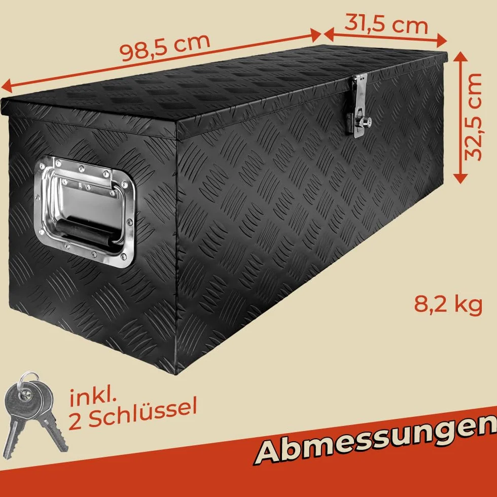 Skrzynka na dyszel, czarna, montażowa, skrzynka na narzędzia, skrzynka aluminiowa, skrzynka na przyczepę, zamykana, aluminiowa skrzynka transportowa, skrzynka narzędziowa, aluminiowa trucky, wersja