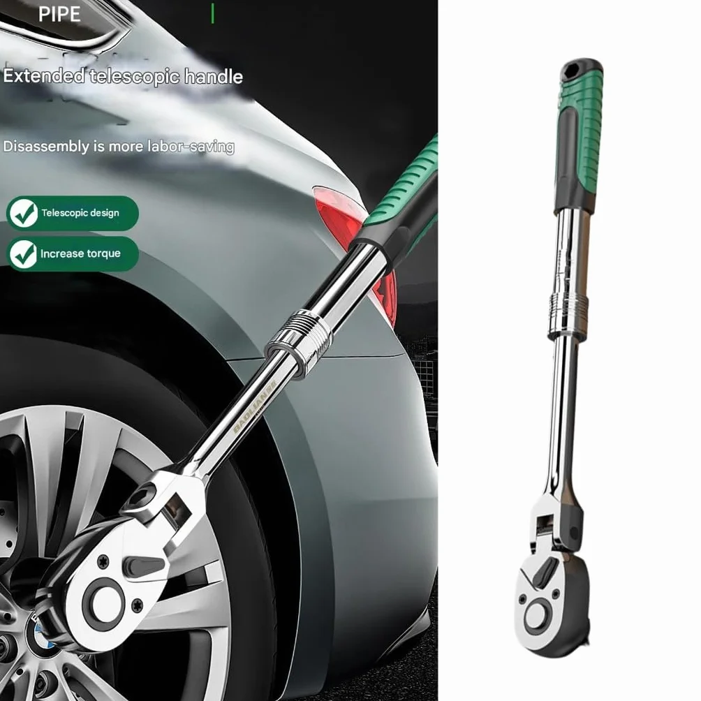 Kompaktowy klucz grzechotkowy, 72 zęby, wysuwana głowica, narzędzie nadaje się do naprawy mebli samochodowych w ciasnych obszarach