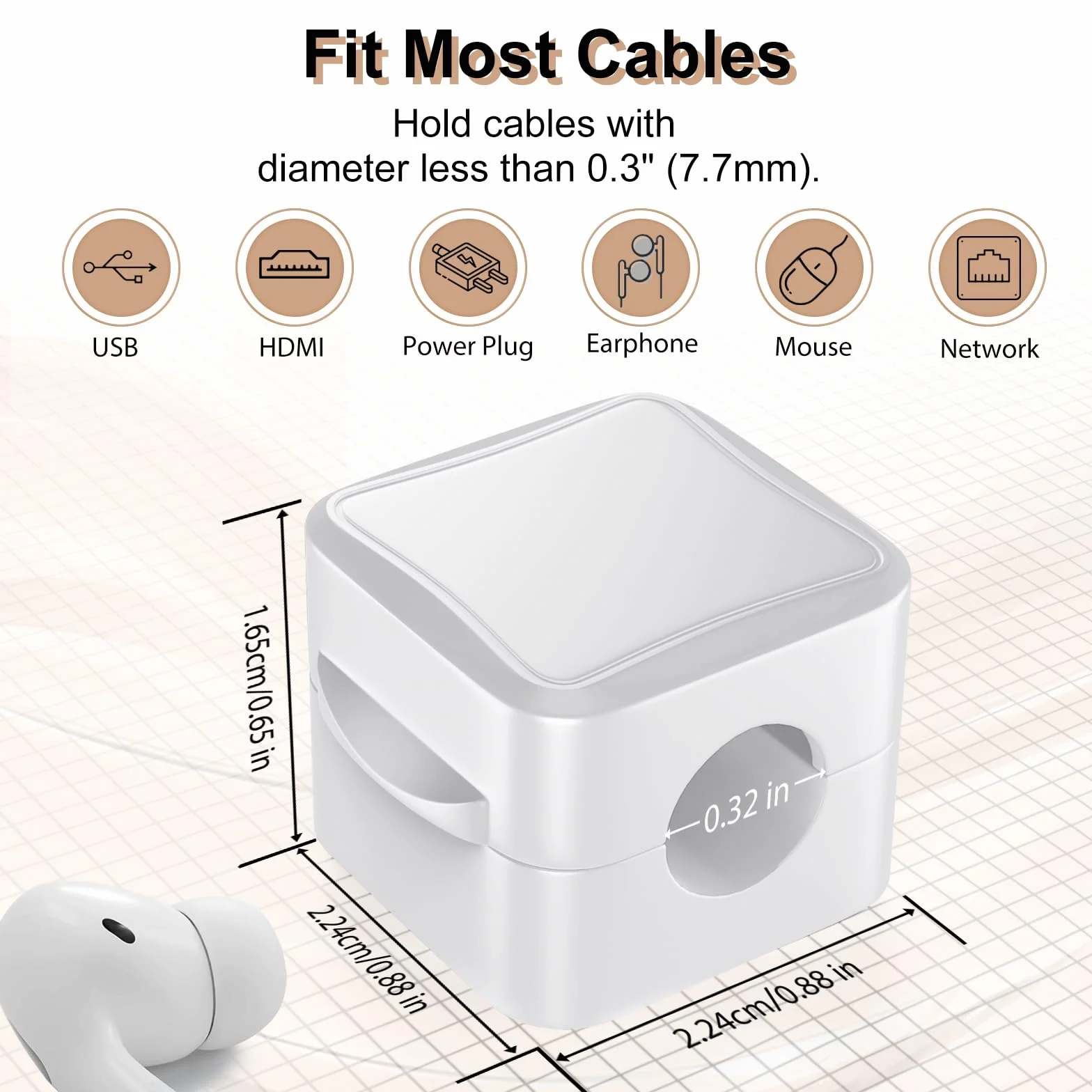 TiMOVO Magnetic Cable Clips, 8 Pack Cable Cord Organizer with Strong Adhesive under Desk Cable Management, Small Mini Wire Holder Keeper Organizer for Home Office Desk Kitchen Car Nightstand, White