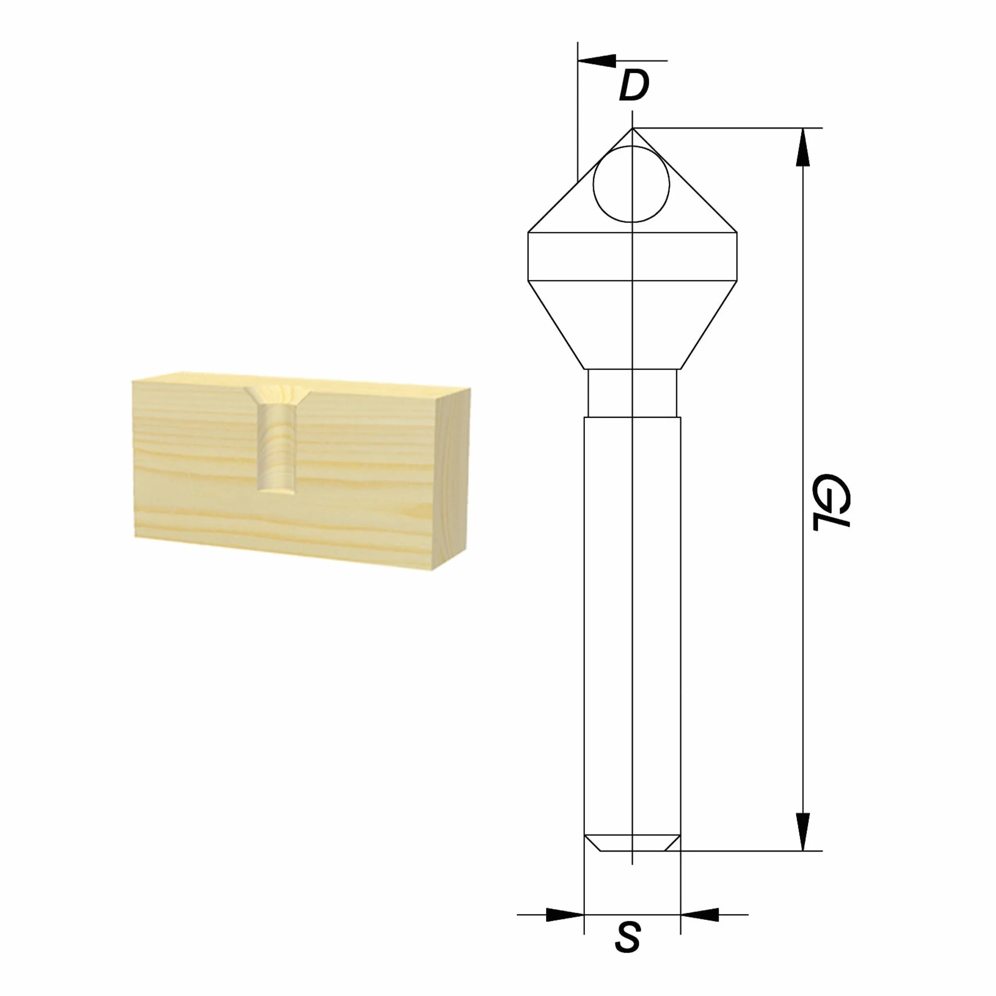 ENT 45330 Poglebiacz poprzeczny HSS-Co (kobalt), srednica (D) 2-5 mm, GL 45 mm, E 90°, S 6 mm