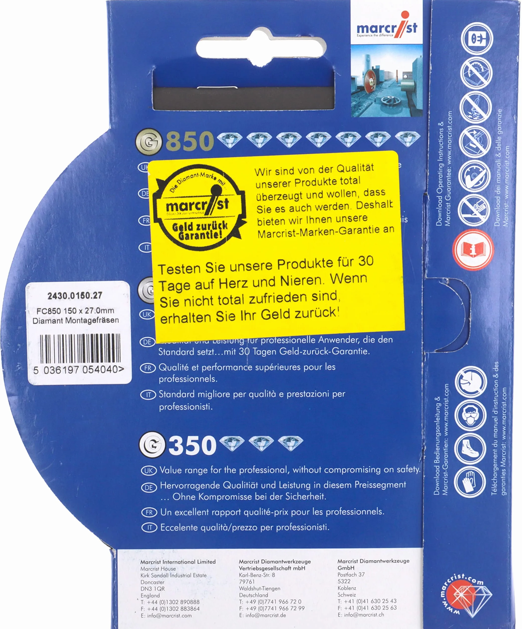 Marcrist Diamentowa tarcza tnąca do frezarek montażowych FC850 Ø 150 mm / 27 mm pasująca BEPO