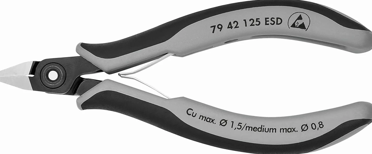KNIPEX Precyzyjne szczypce tnące boczne dla elektroników ESD z osłonkami wielokomponentowymi 125 mm, 79 42 125 ESD