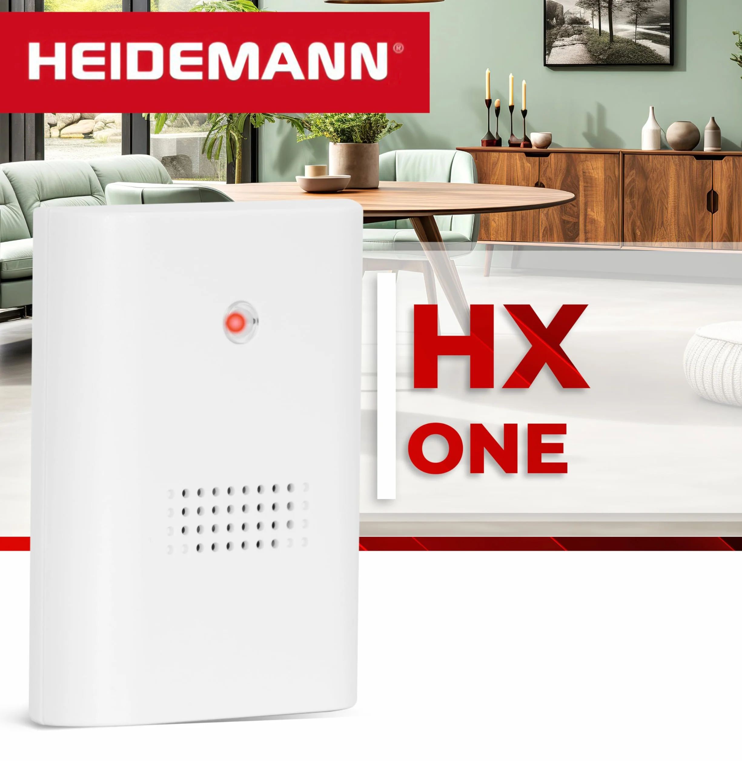 Heidemann HX One 70800 zestaw radiowych gongów (w zestawie nadajnik + odbiornik, 8 melodii regulowanych, dzwonek, zasięg ok. 100 m, optyczny sygnał połączenia, głośność 82 dB)