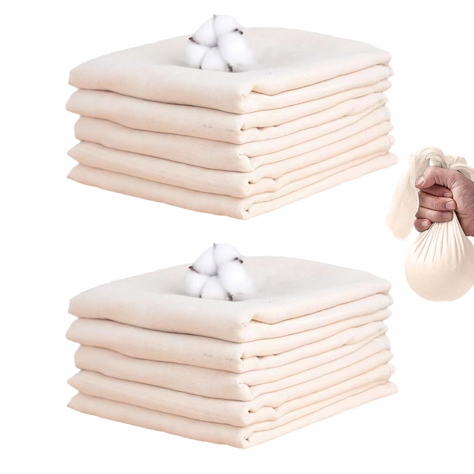 10 sztuk ręczników do sera, 50 x 50 cm, czysta bawełna 100, wielokrotnego użytku, niewybielana, do odcedzania płynów, produkcji sera, 10 sztuk