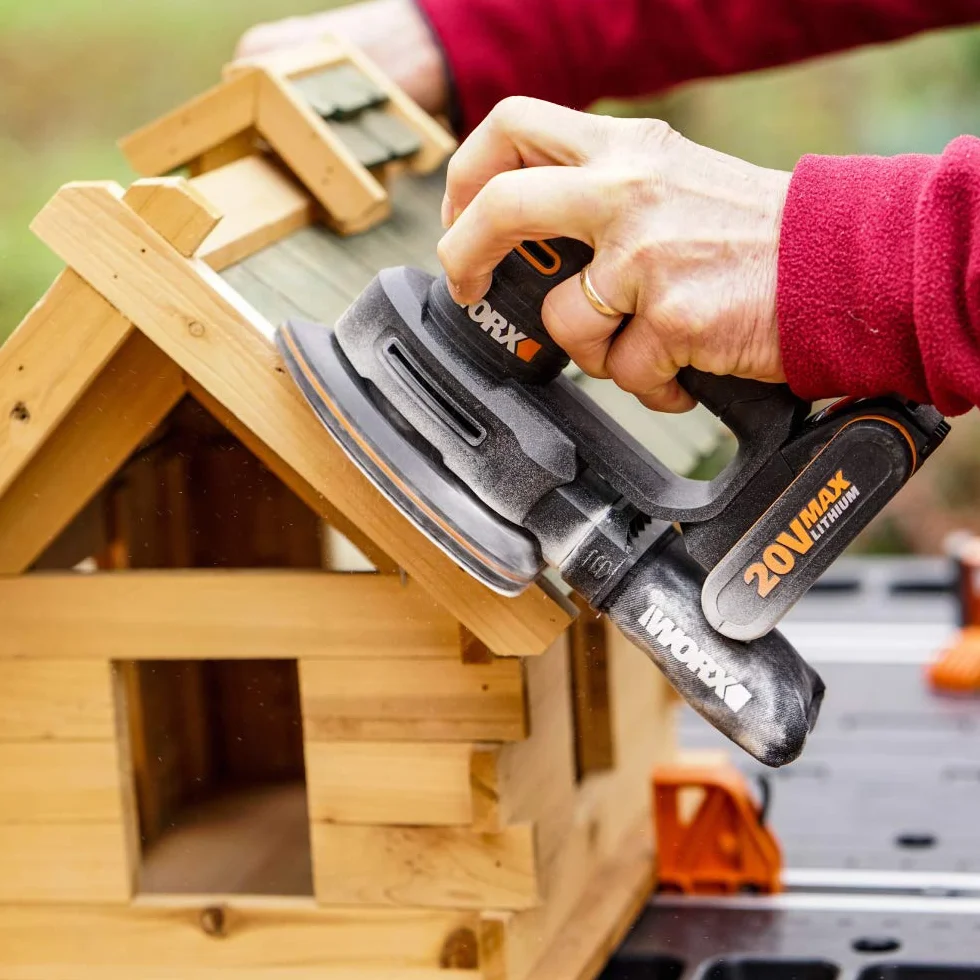 WORX WX822.9 Akumulatorowa Szlifierka Trójkątna, Elektryczna Szlifierka 20 V, do Mebli Drewnianych, Drzwi, Narożników i Krawędzi, bez Akumulatora i Ładowarki