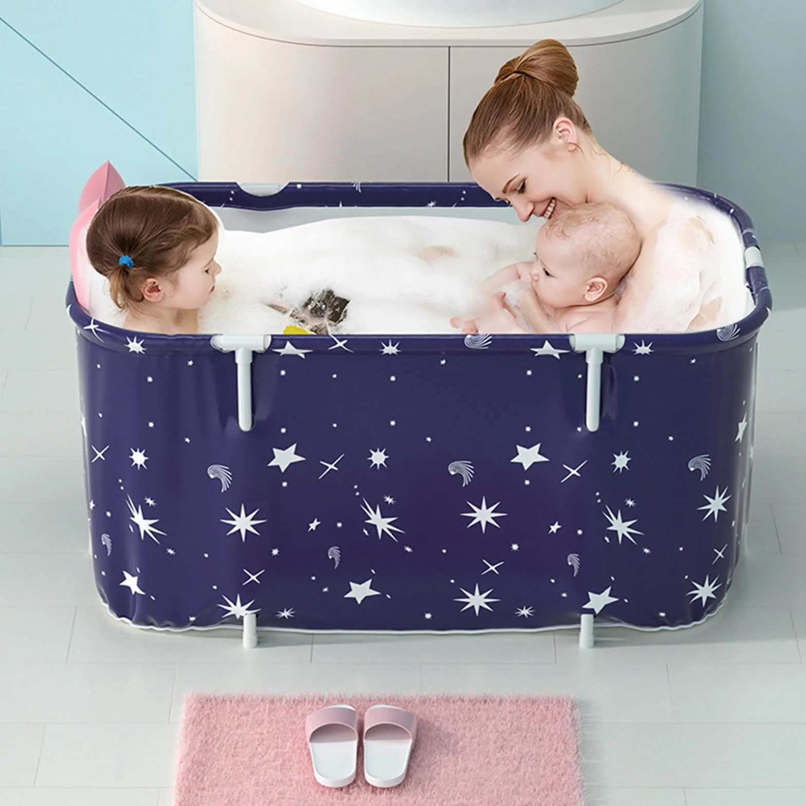 Wanna składana 140 cm dla dorosłych z pokrywą, pogrubiona wielowarstwowa spa