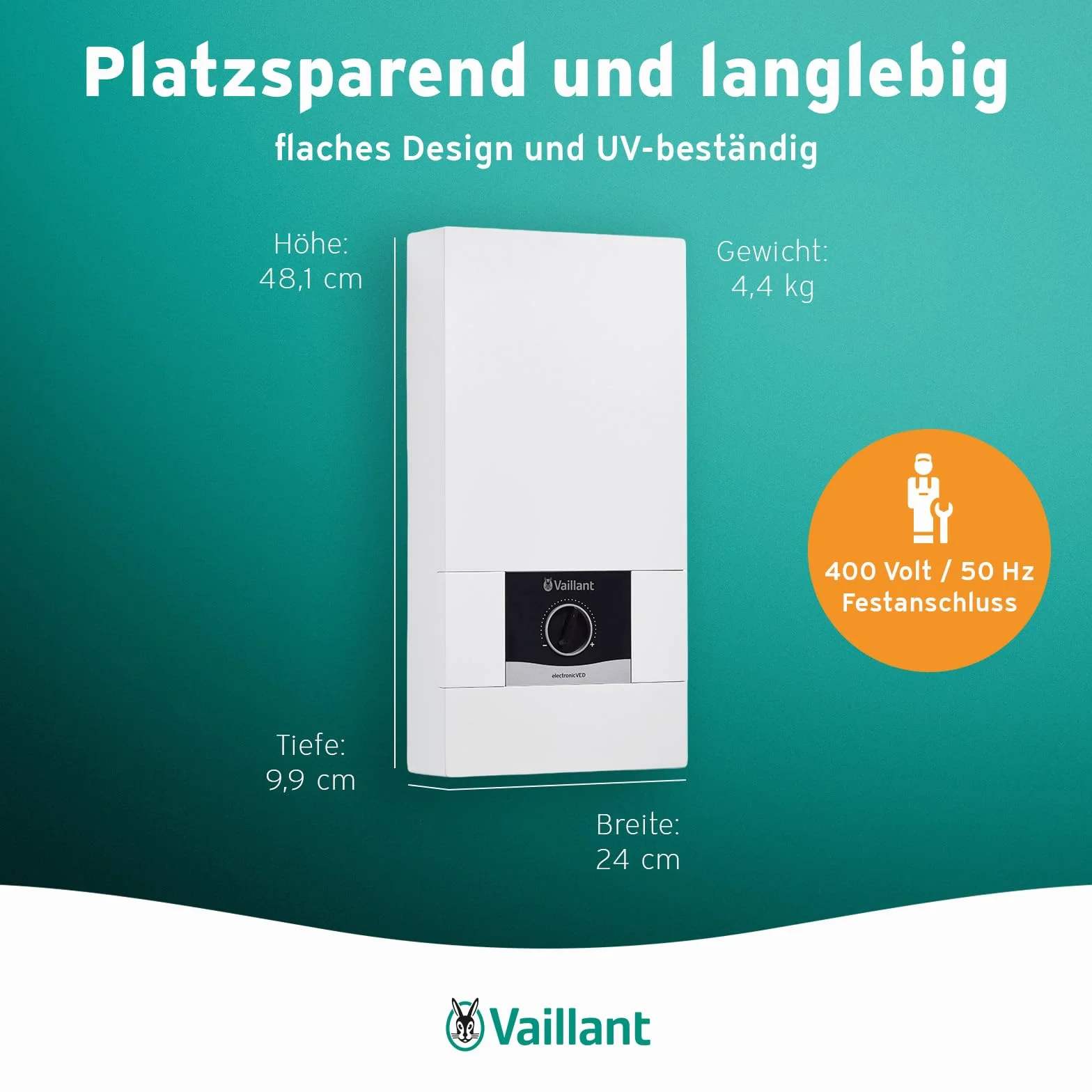 Vaillant 0010023779 Elektroniczny Podgrzewacz Przepływowy, Biały, 24 kW
