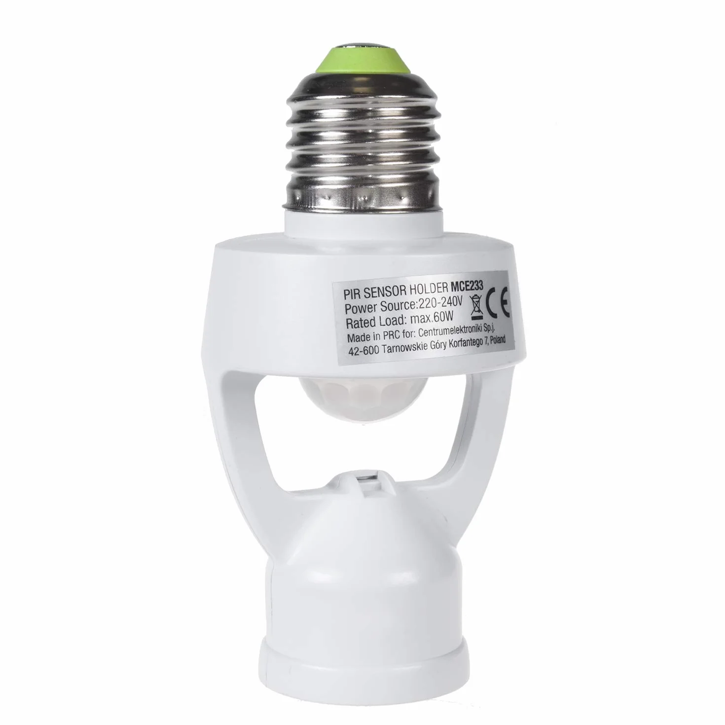 Maclean MCE233 Oprawka z czujnikiem ruchu i czujnikiem zmierzchu, adapter gniazda E27, zakres wykrywania, czujnik 360°, automatyczne oświetlenie (czujnik ruchu i czujnik zmierzchu)