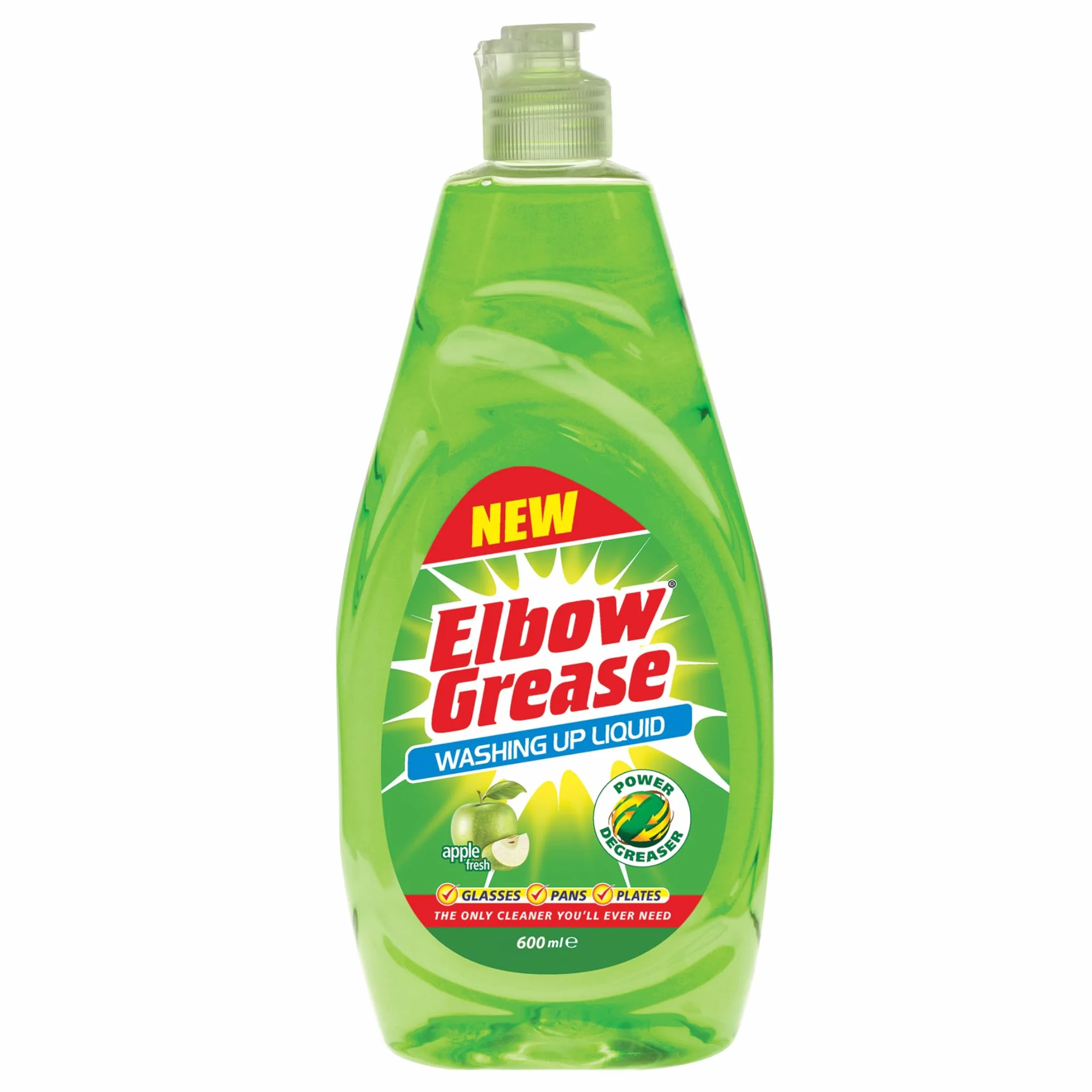 Elbow Grease Płyn do mycia naczyń | Power Odtłuszczacz - mydło do mycia rąk naczyń, garnków, patelni i szklanek (jabłko, 600 ml)