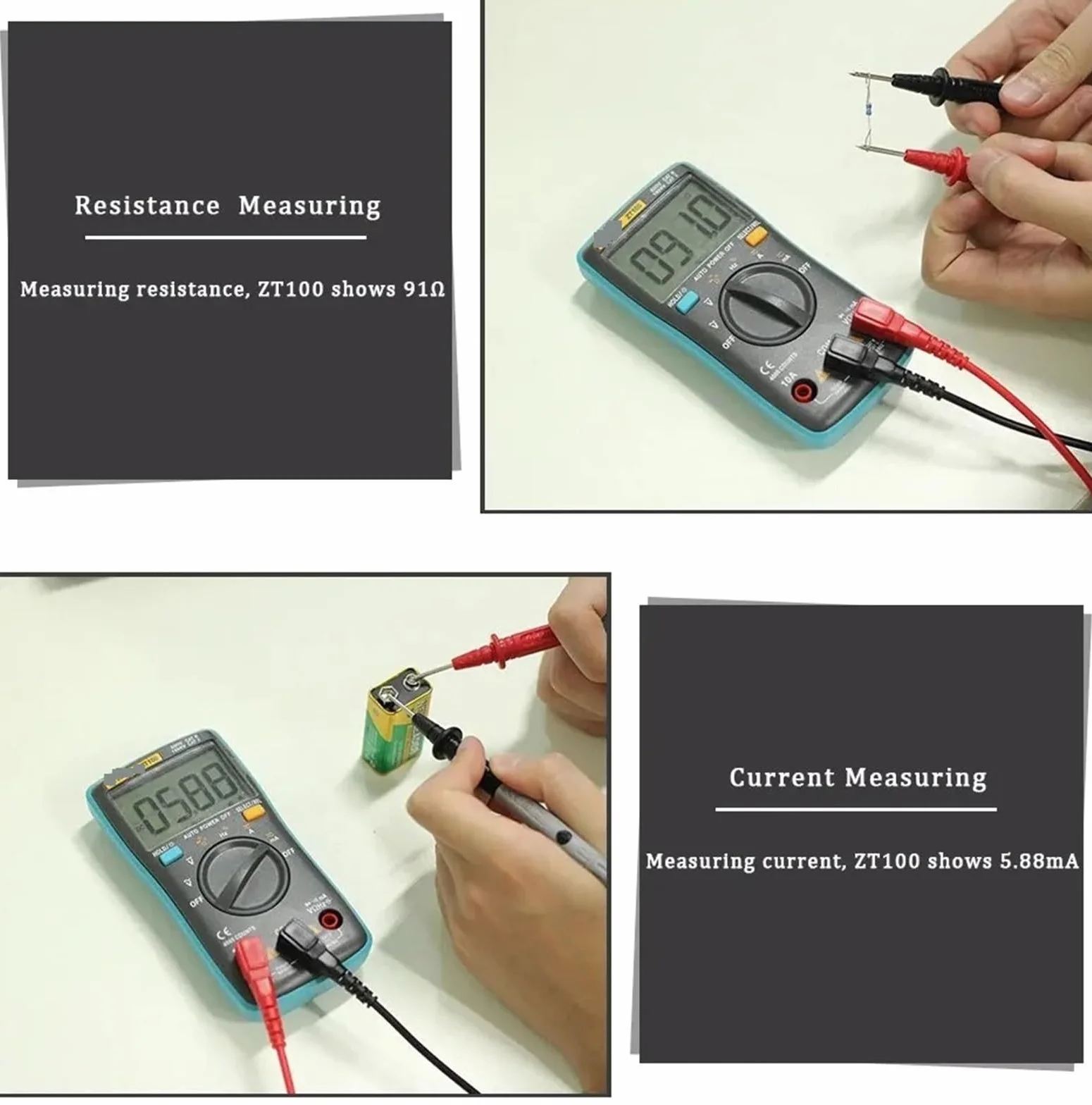 Multimetr cyfrowy, Cyfrowy multimetr 4000 zliczeń DC/AC napięcie prąd pojemność Hz dioda ohm tester amperomierz woltomierz podświetlenie Wszechstronne możliwości pomiarowe