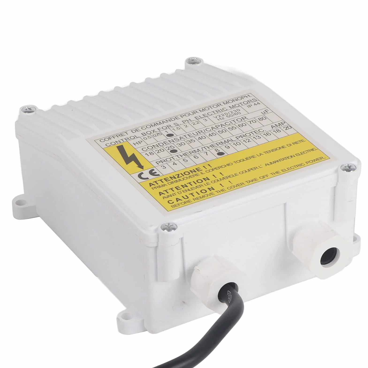 Skrzynka sterująca do zanurzeniowej pompy wodnej, wbudowana skrzynka sterująca do pompy wodnej chroniącej ciepło (750 W, wtyczka UE 220 V)