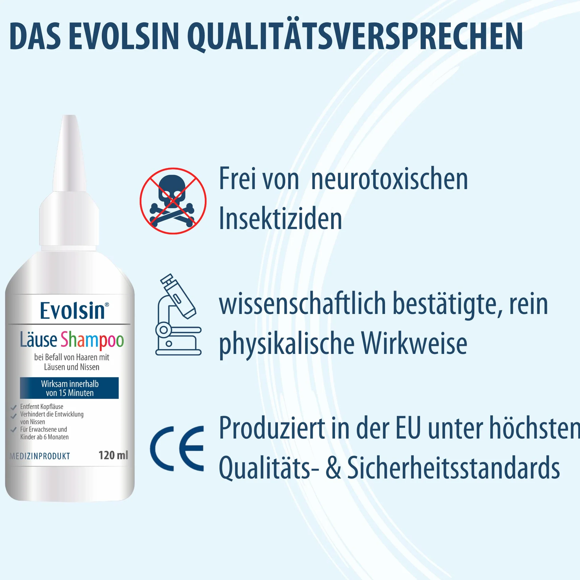Evolsin szampon na wszy 120 ml dla dorosłych i dzieci od 6 miesięcy