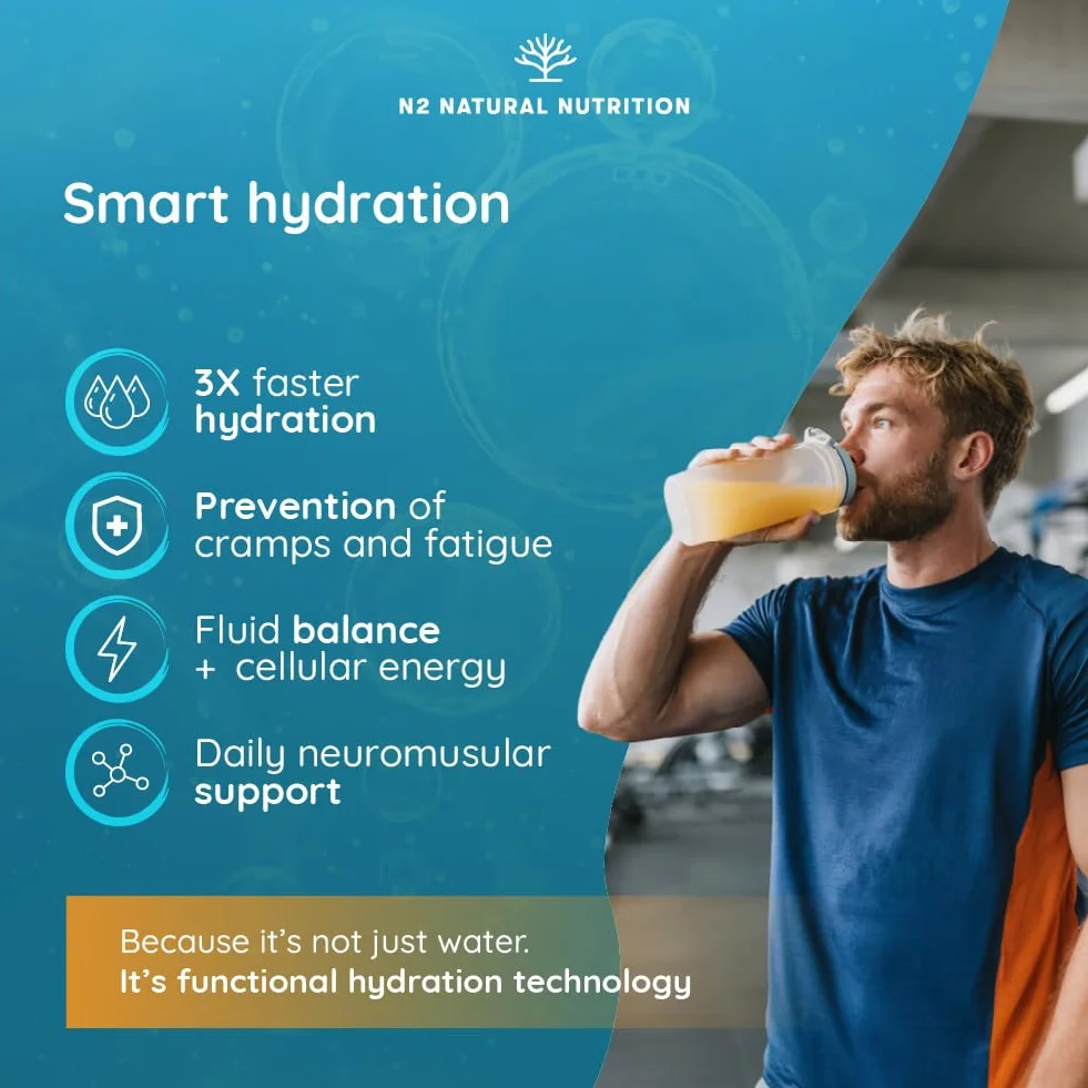 Elektrolity Bez Cukru, 45 Dni Hydratacji. Napój Proszkowy z Chlorkiem, Potasem, Sodem, Wapniem i Magnezem. Regeneracja i Energia. N2 Natural Nutrition