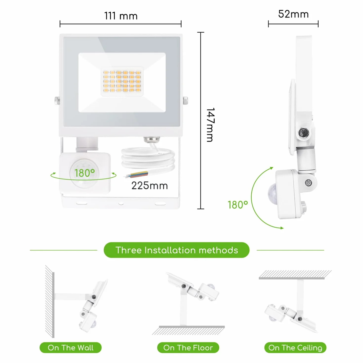 Aigostar Naświetlacz LED z Czujnikiem Ruchu 20 W 4000K 1800lm