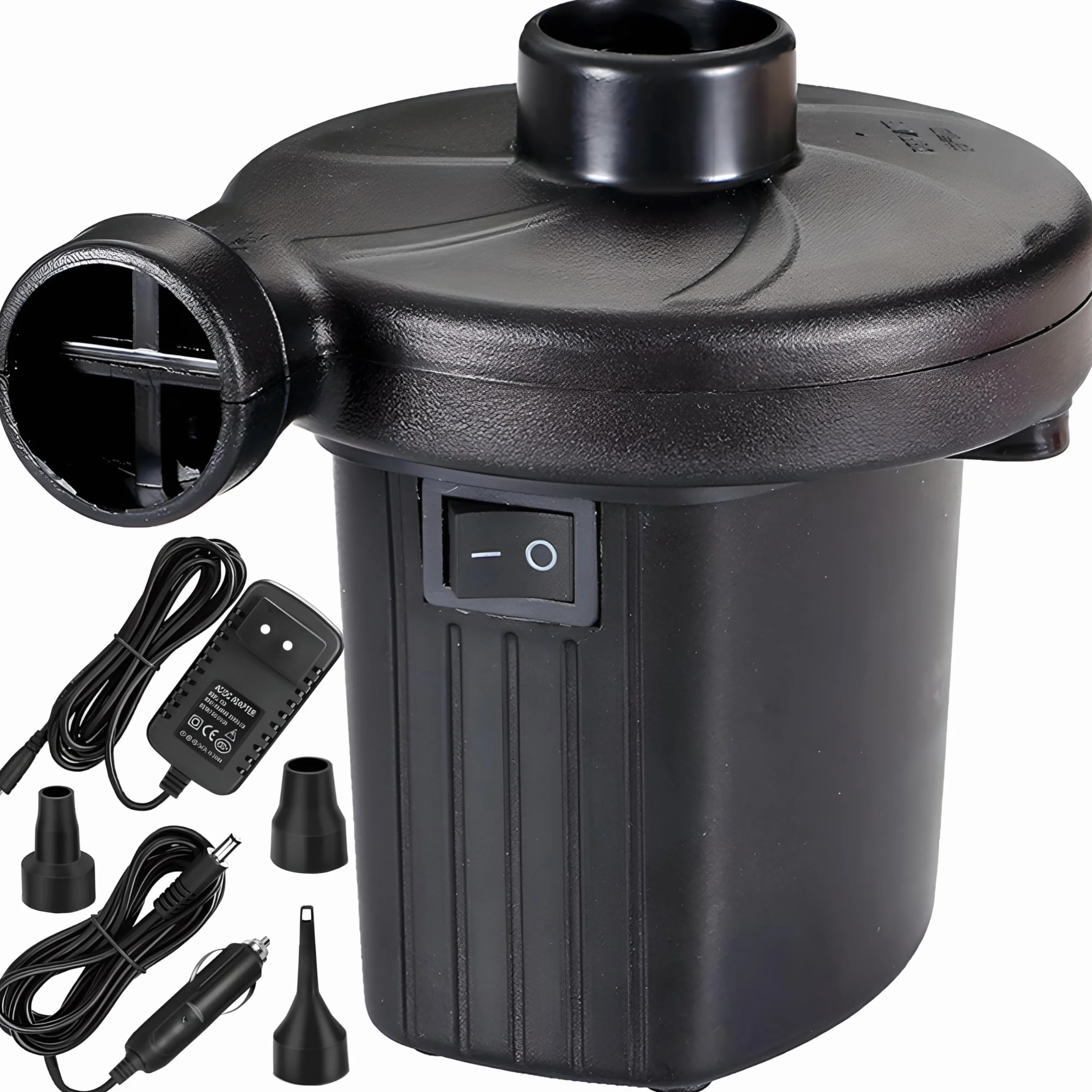 Retoo Elektryczna pompka powietrza do materaca, pompki z 3 dyszami powietrznymi, przenośna, 2 w 1, pompka elektryczna do materaca, sofy, basenu, łodzi, łóżek dmuchanych, koła do pływania, idealna na
