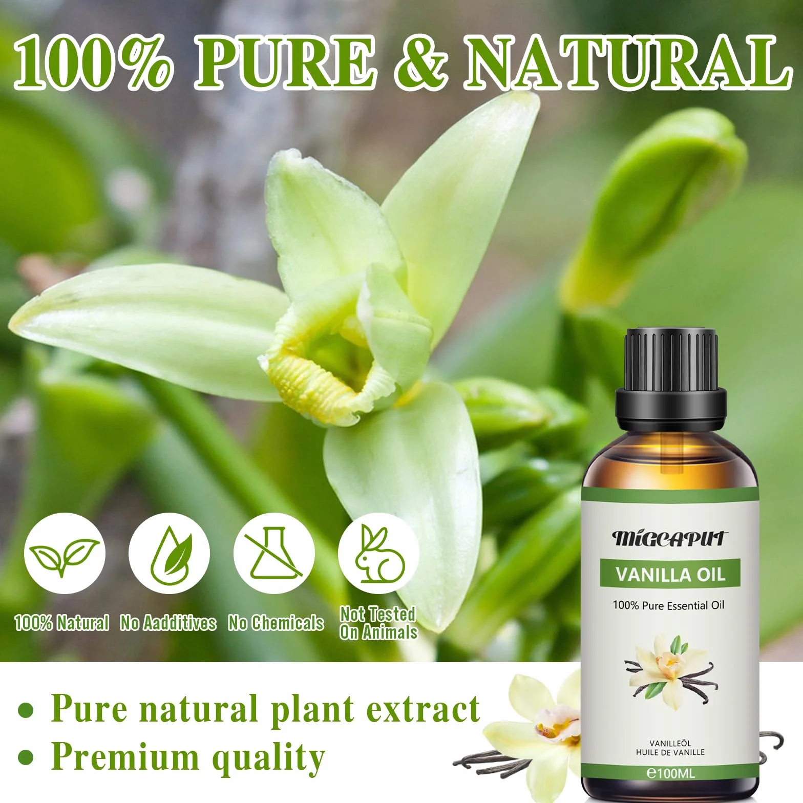 Olejek Eteryczny Waniliowy 100ML, 100% Naturalny, do Aromaterapii i Dyfuzora