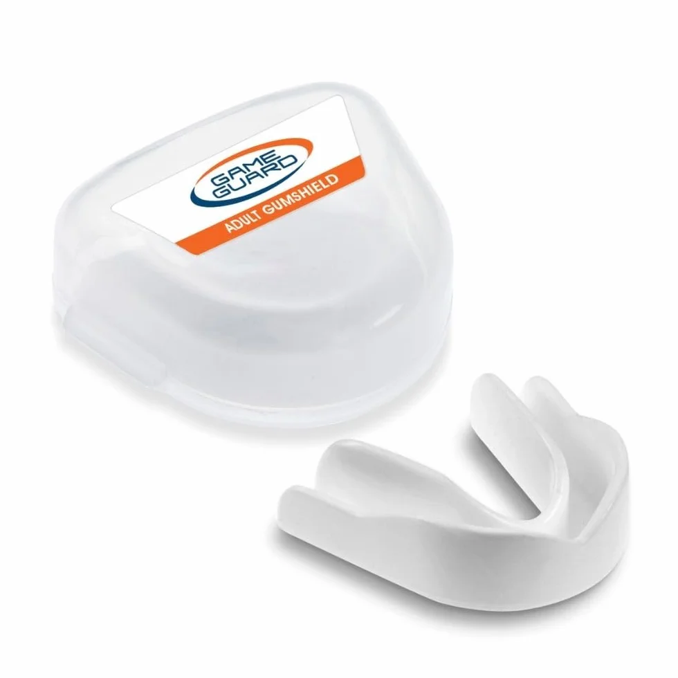 GAME GUARD 1 x Ochraniacz na zęby - Formowalne ochraniacze na zęby/ochraniacze na dziąsła - Zatwierdzone przez CE, Sporty szkolne, Rugby, Hokej, Boks, GAA, Sztuki walki (SENIOR - BIAŁY)
