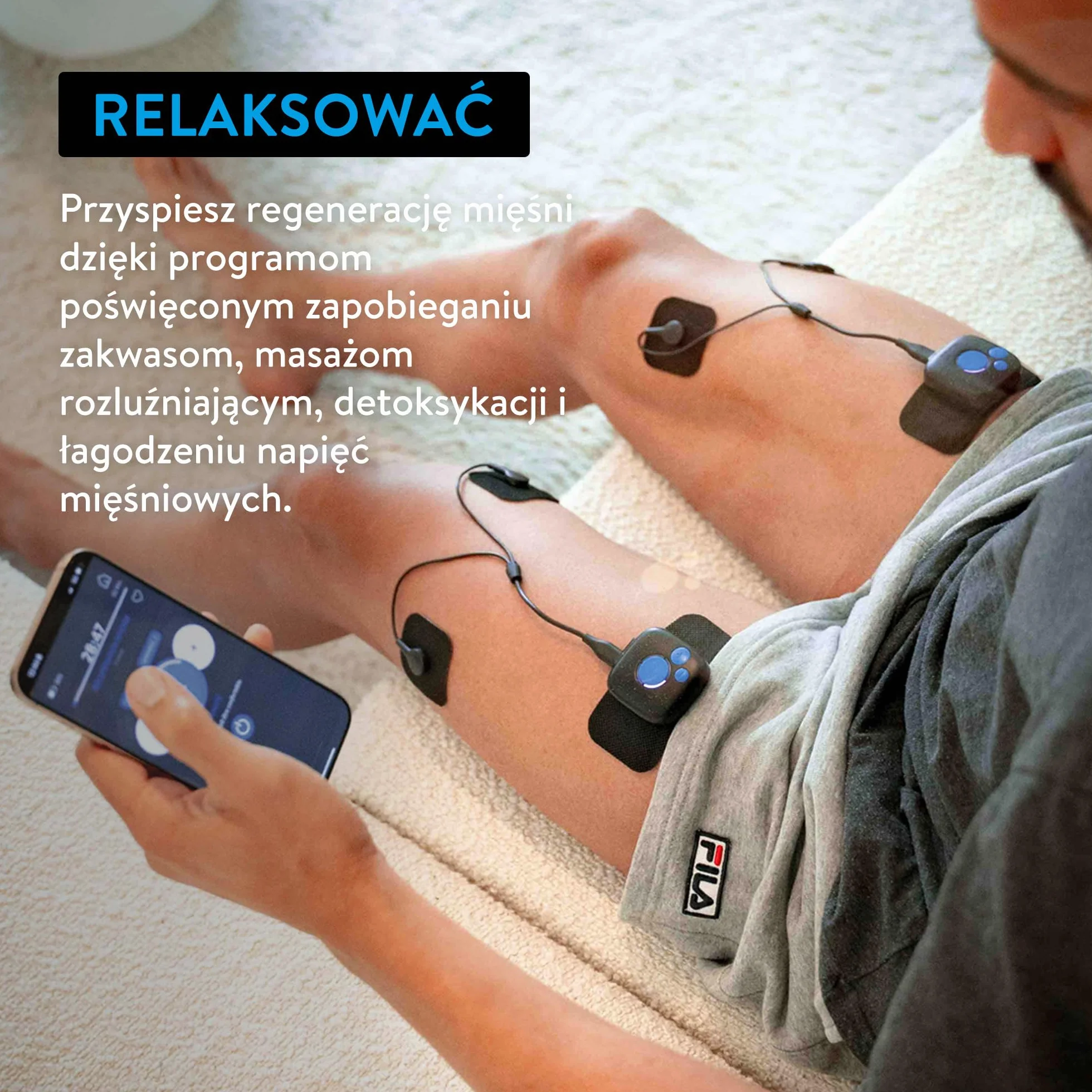 Bluetens Duo Sport 2 Bezprzewodowy Elektrostymulator EMS, Urządzenie Elektrostymulacji Mięśni i Łagodzenia Bólu, Wzmacnianie Mięśni, Relaksacja, Regeneracja przez Elektrostymulację