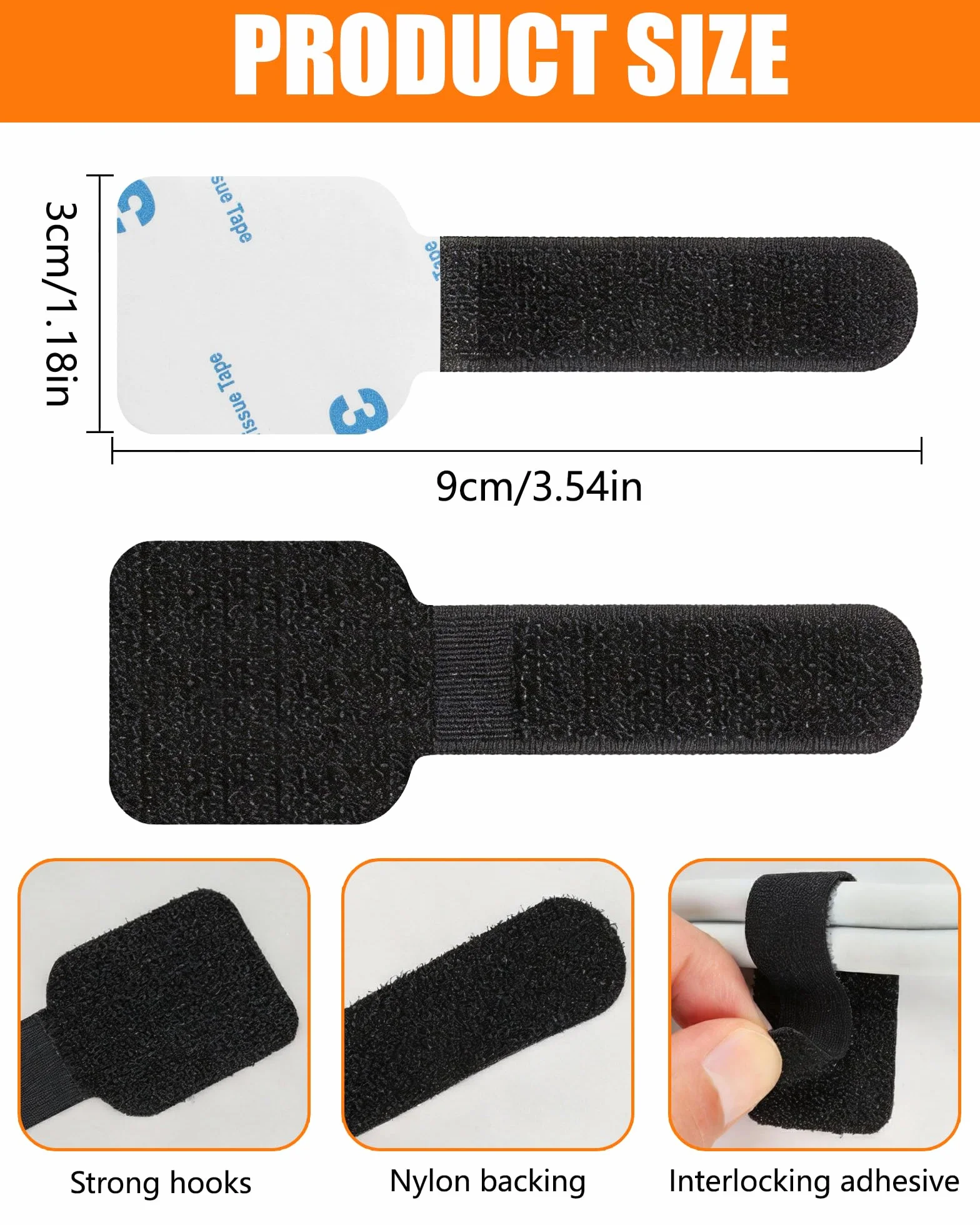 Opaski na Kable 50 Sztuk, Uchwyty na Kable Samoprzylepne, Zarządzanie Kablami pod Biurkiem, Opaski z Rzepem Regulowalne, Klipsy do Kabli do Telewizora PC Laptopa