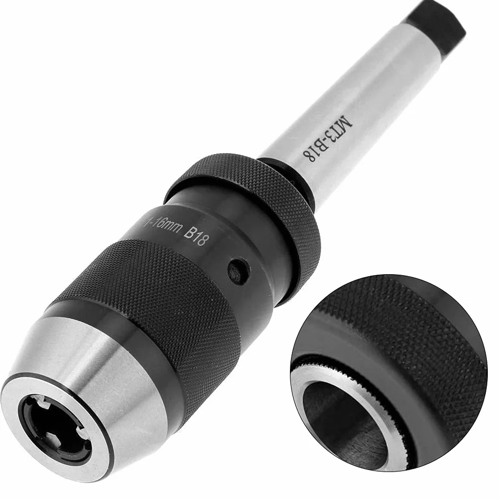 Bezkluczowy Uchwyt Wiertarski do Tokarki o Pojemności 0-16 Mm Trzpienie MT3-B18, Solidna Stal 45#, łatwe Mocowanie, Szeroko Stosowane w Wiertarkach i Frezarkach