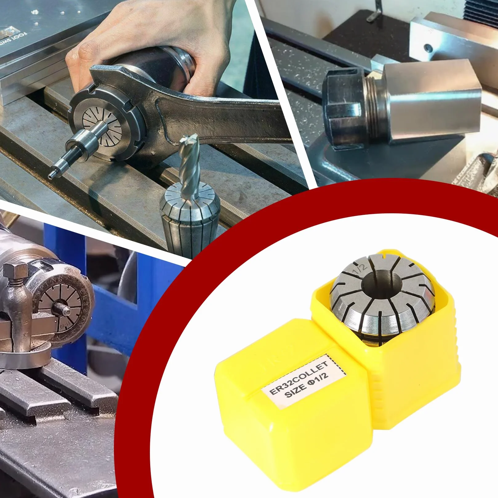 Zestaw tulei zaciskowych ER32 25 szt. Zestaw tulei zaciskowych ER32 ze sprężyną zaciskową, narzędzie do tokarki grawerującej CNC 1/16-13/16 cala, pasuje do maszyny grawerującej CNC i tokarki frezują