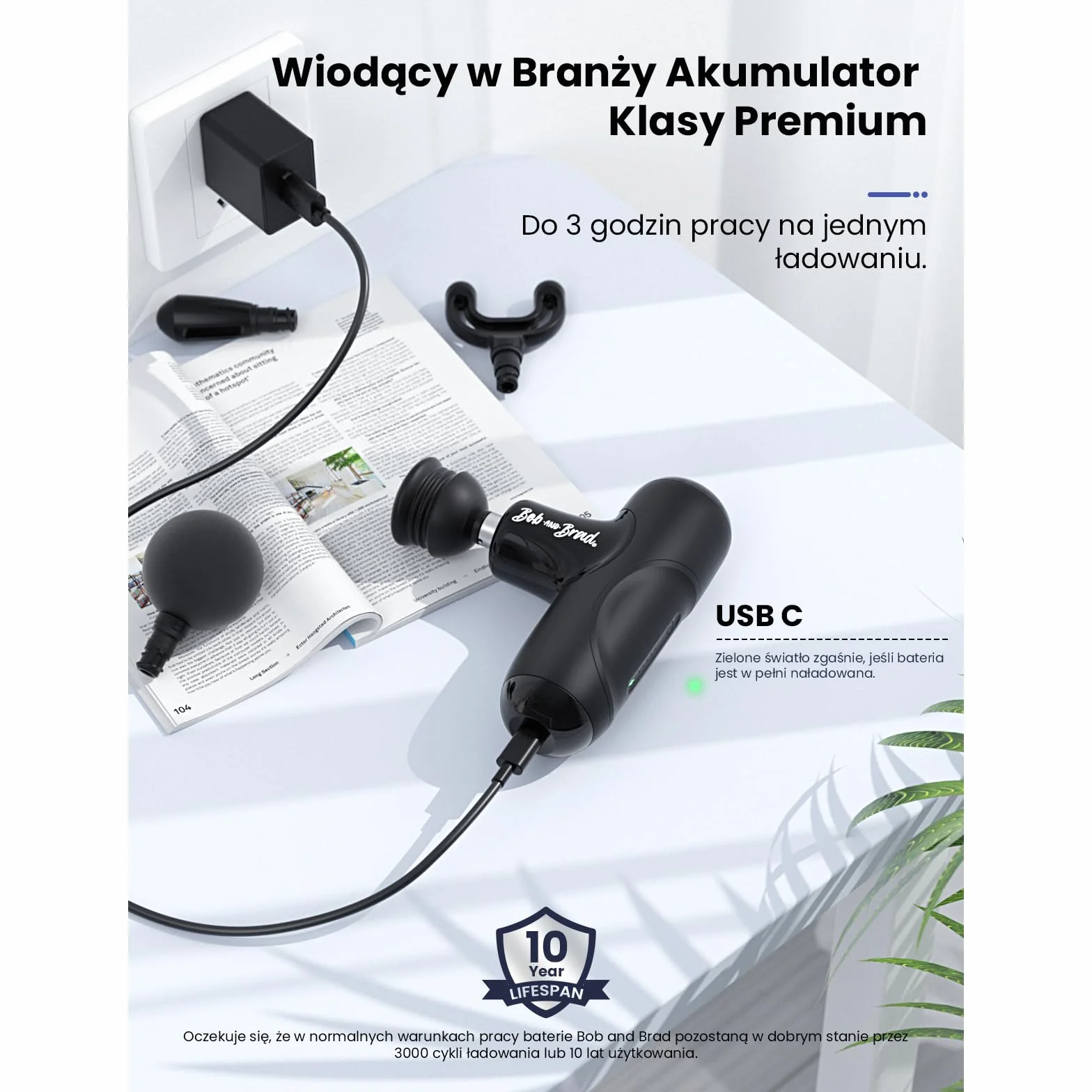 BOB AND BRAD Q2 Mini Pistolet do Masażu, Przenośny Masażer Mięśni Pleców i Barków, Cichy Silnik Bezszczotkowy, Szybkie Ładowanie USB-C, Etui Podróżne, do Biura, Podróży i Sportu, Czarny