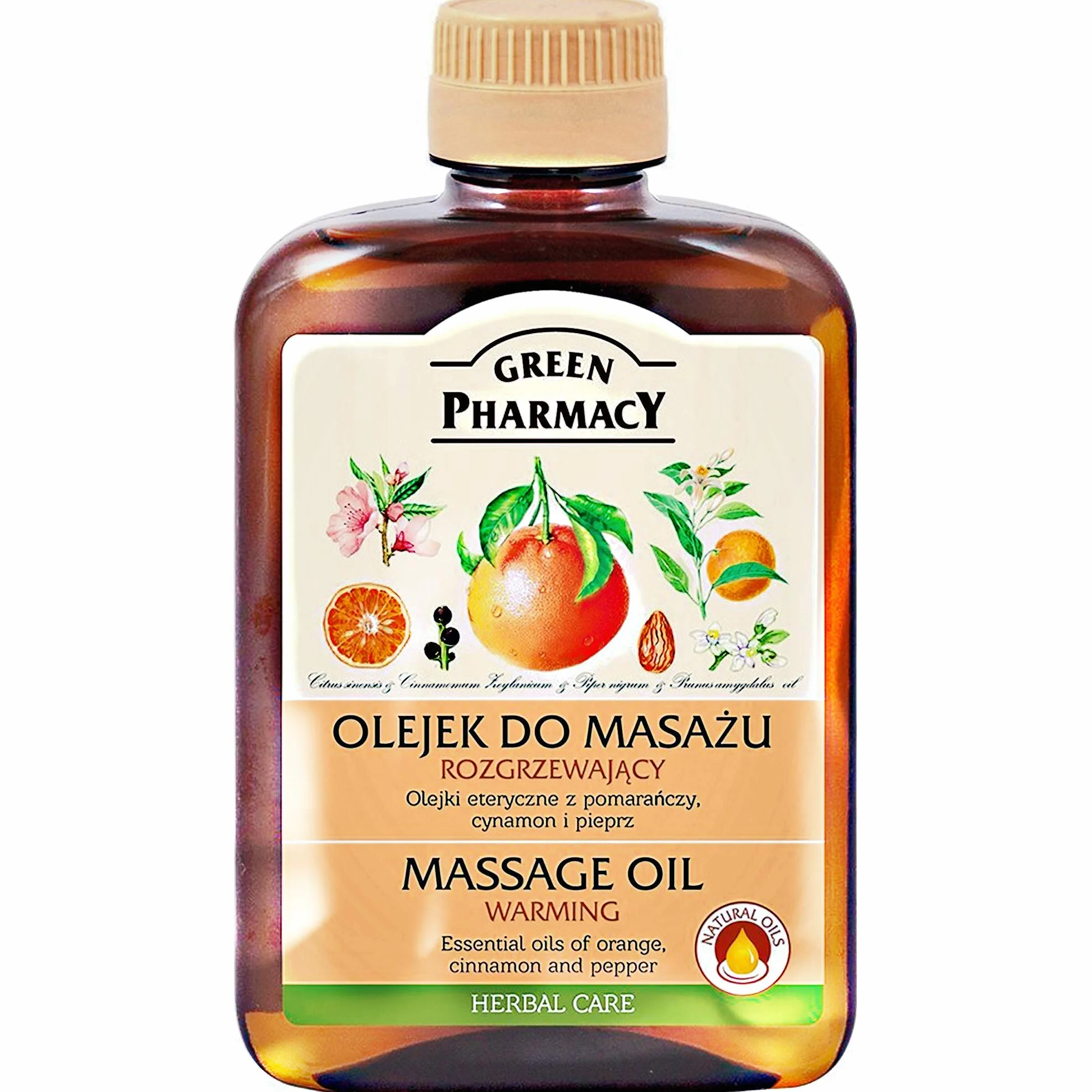 Green Pharmacy Olejek Do Masażu Rozgrzewający Ciała Pomarańczowy Cynamon Pieprz 200 Ml