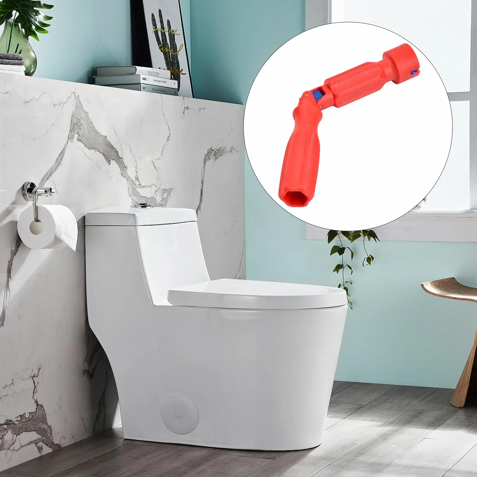 Uniwersalny klucz do instalacji sedesu WC, klucz do naprawy sedesu toaletowego, klucz do sedesu WC, plastikowy klucz montażowy sedesu WC, klucz do deski sedesowej 20 cm, czerwony klucz do