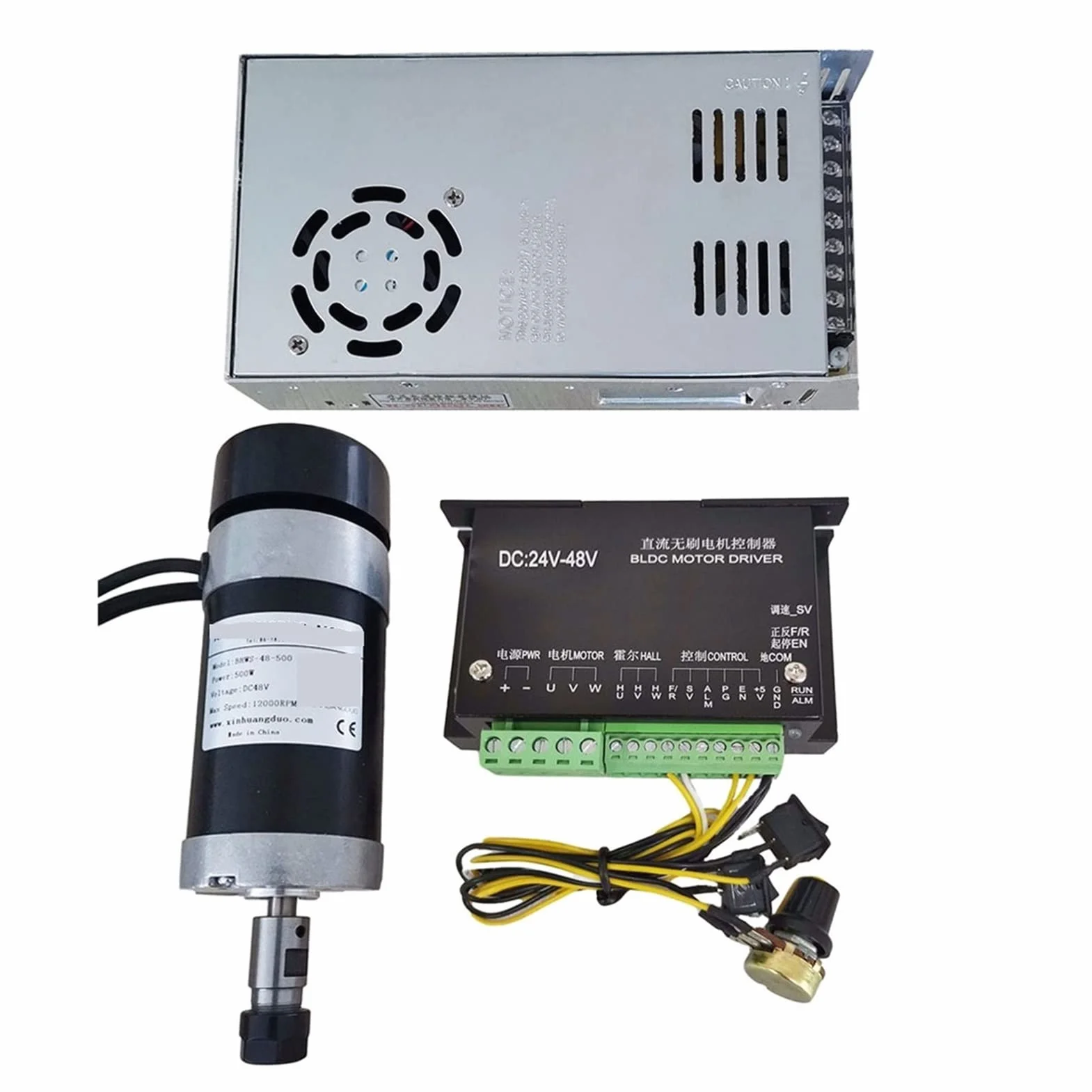 Silnik wrzeciona, 500 W wysokim prędkości bezszczotkowania silnik przełączający zasilacz silnika Silnik Silnik 5 5 5 mm Wspornik zacisków ER11 Collet Chuck(Spindke Kit 1)