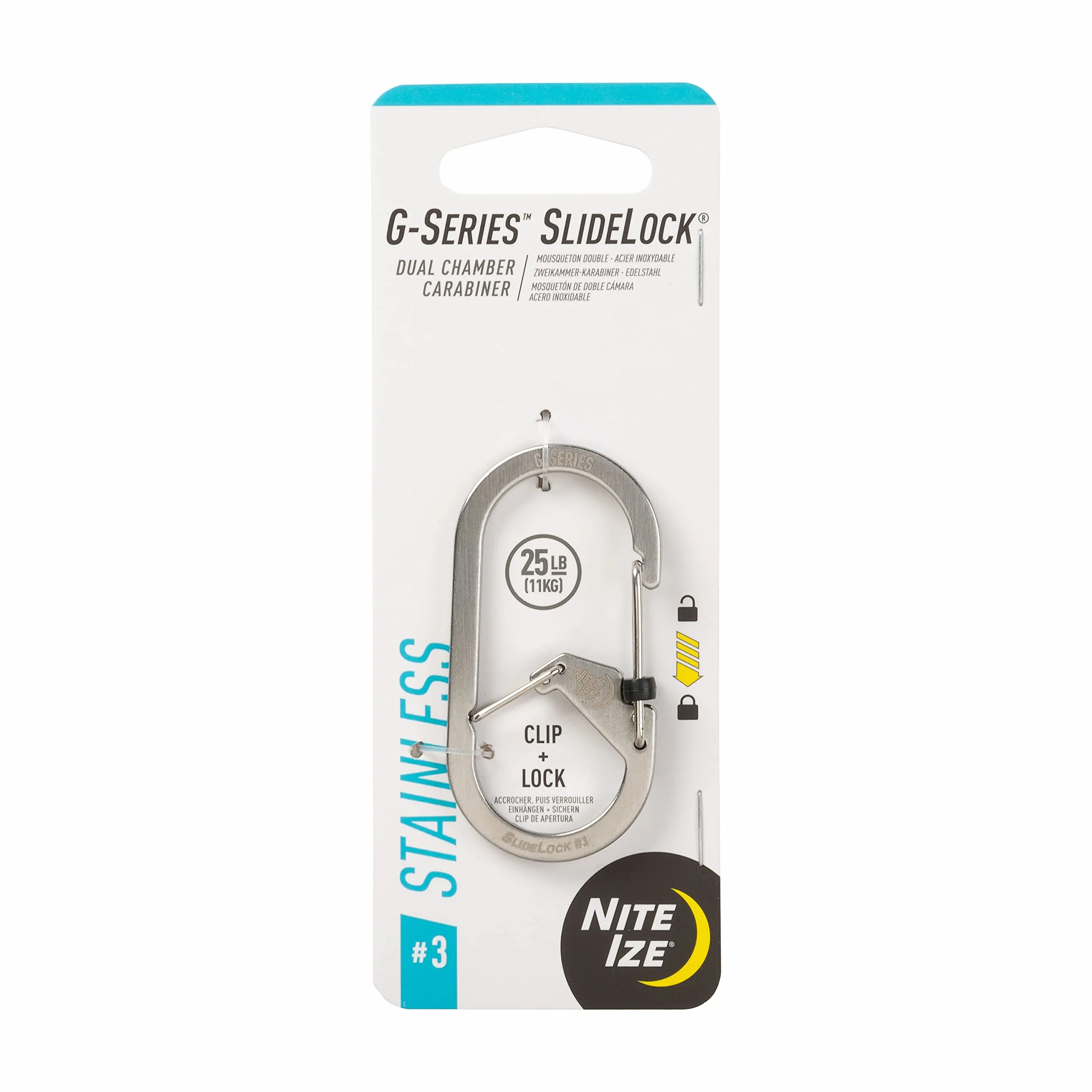Nite Ize G-Series SlideLock dwukomorowy karabińczyk ze stali nierdzewnej #3