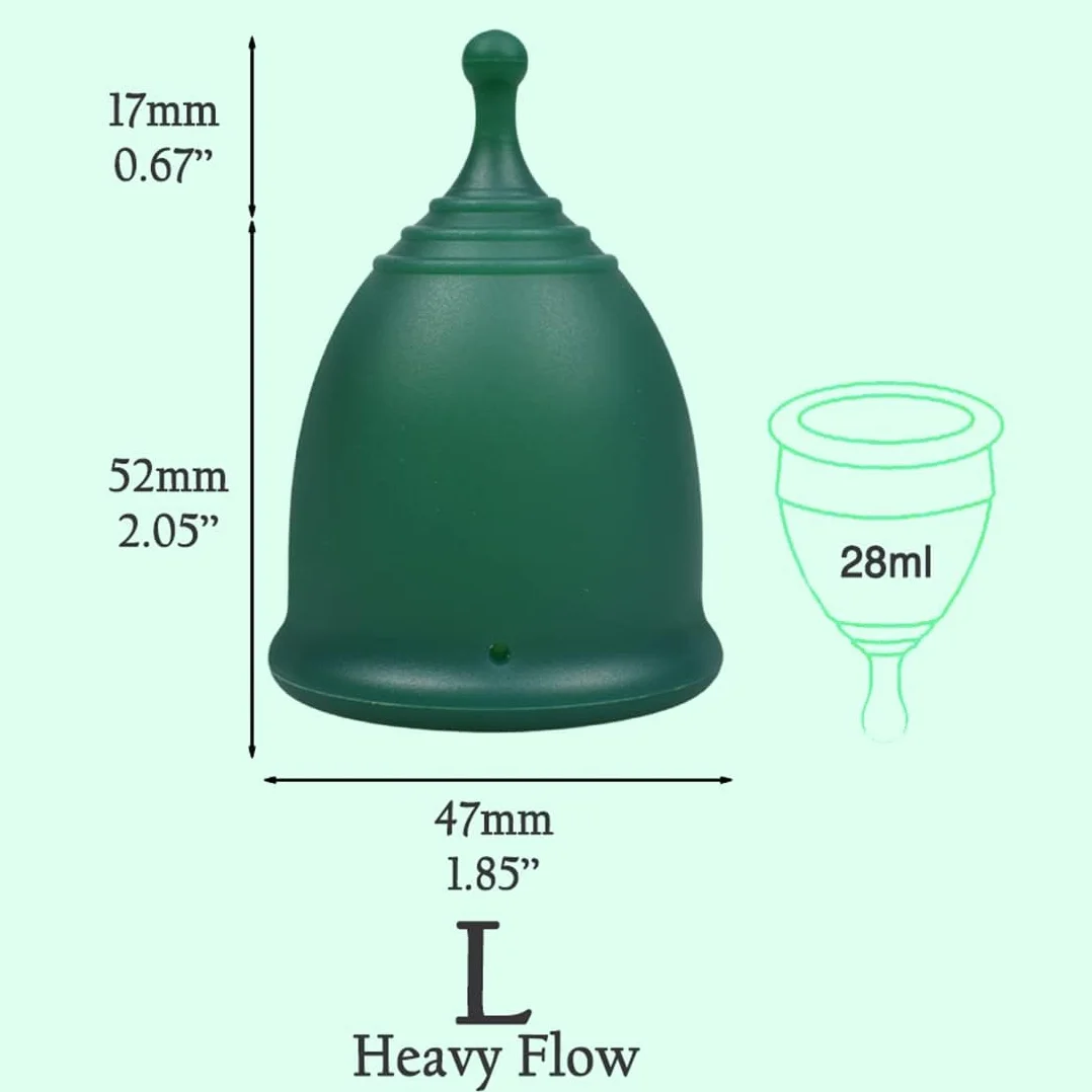 SHORDY Menstrual Cup, opakowanie pojedyncze (duże) z pudełkiem, elastyczna, miseczka miesiączkowa | Do 12 godzin komfortu, ekologiczna i bezpieczniejsza alternatywa dla pieluszek i tamponów (zielona)