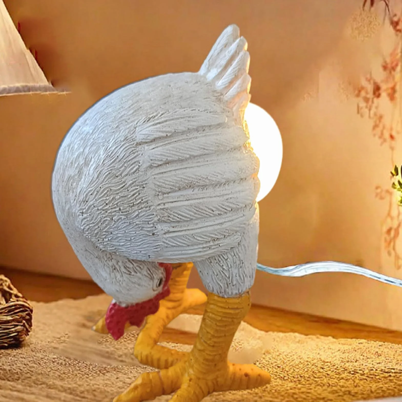 Cute Night Light, Novelty Lamp, Resin Decorative Chicken Lamp with Egg Detail, Funny Home Decor for Bedroom, Easter, Christmas, Birthdays, Thanksgiving, Tabletop Accent, 1 Piece
