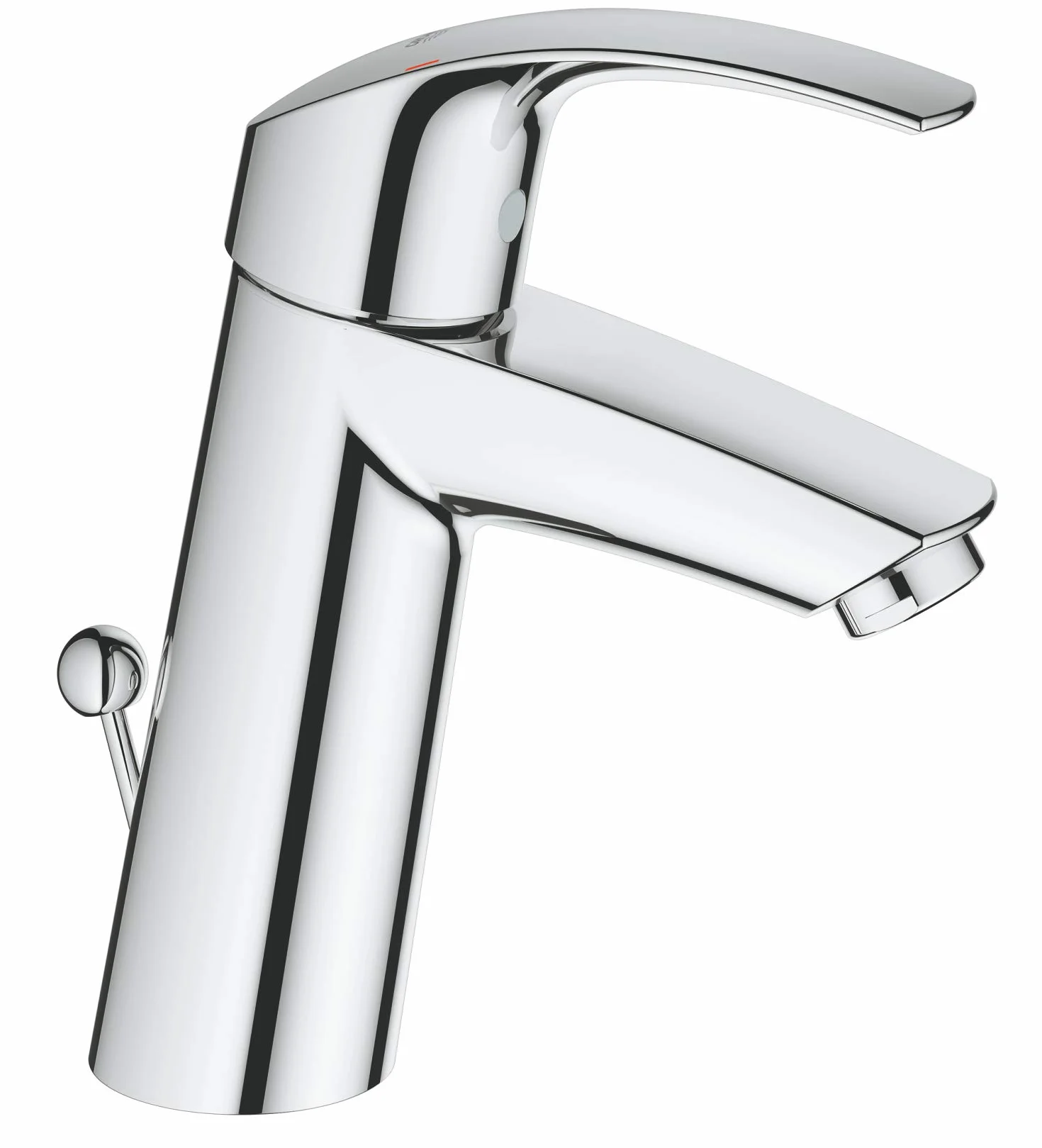 GROHE Eurosmart - Bateria umywalkowa z zestawem odpływowym (średnio wysoka wylewka, metalowa dźwignia, technologia oszczędzania wody, głowica ceramiczna 28 mm, króćce 3/8 cala), rozmiar 169 mm, chrom