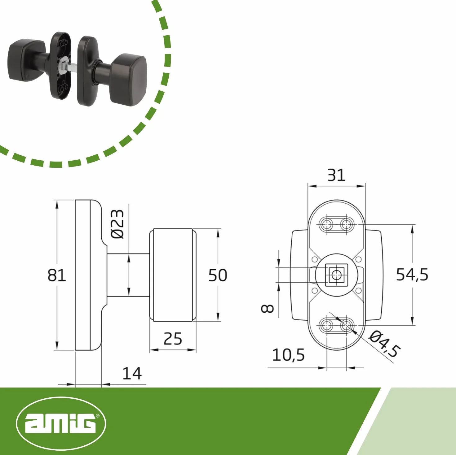 Amig 22040 - Gałka 6807 aluminium czarny