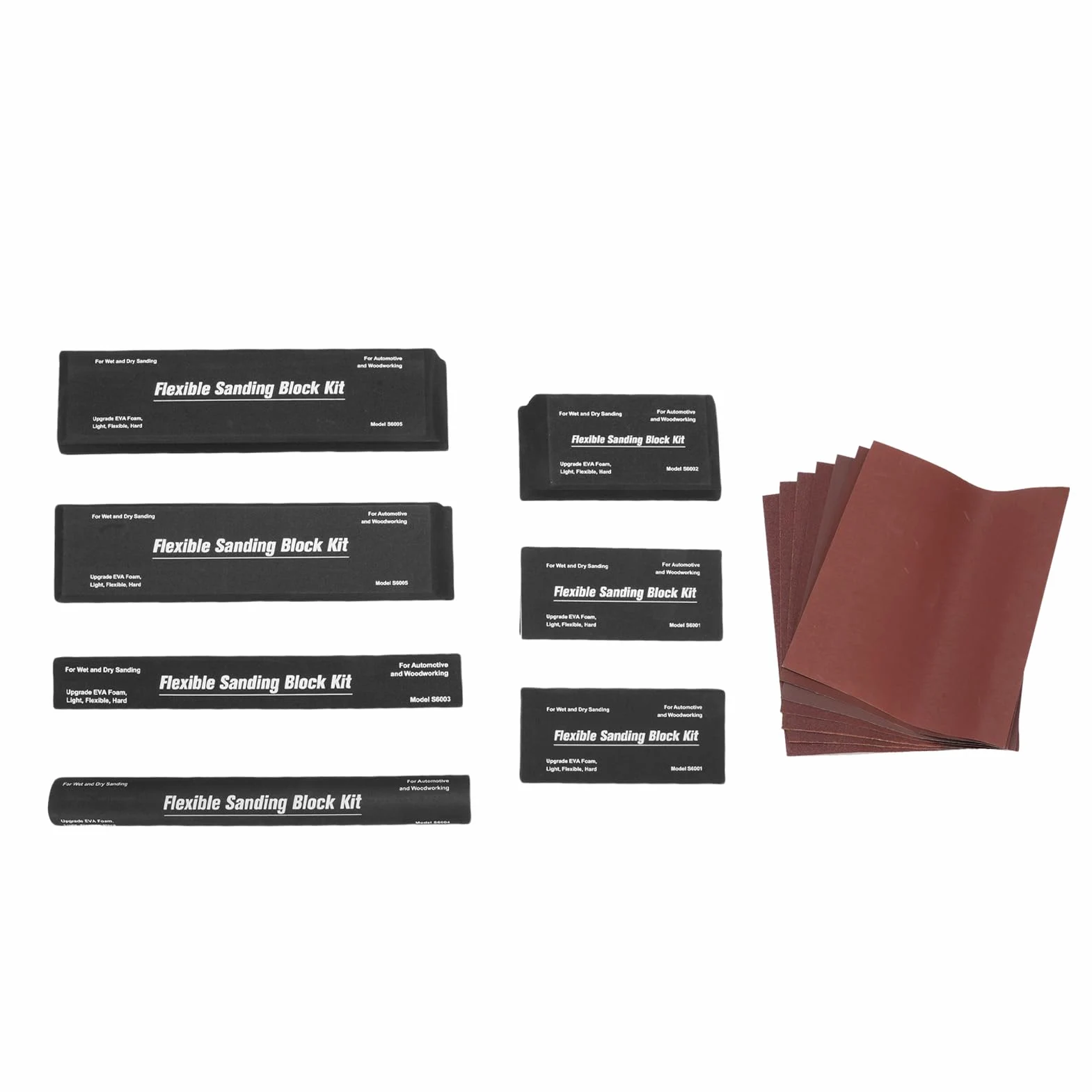 7pcs Elastyczny Zestaw Blokowy Szlifierzy EVA, Suche Mokre Ręczne Bloki Szlifierskie z 7pcs Sanding Paper, Sanding Blocks Auto Body for Automotive Can Odnawiający obróbkę