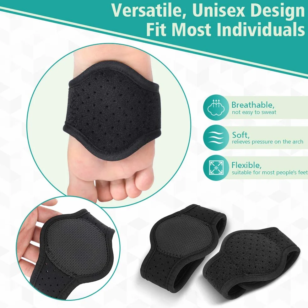Foot Arch Pomoc rękawem, antypoślizgowa Arch utrzymania opatrunku Brace z regulowany, wyścielany Arch Wsparcie dla płaskostopia, High Arch, Heel Spurs i Foot Pain Relief, jeden rozmiar pasuje do większości, 1pair