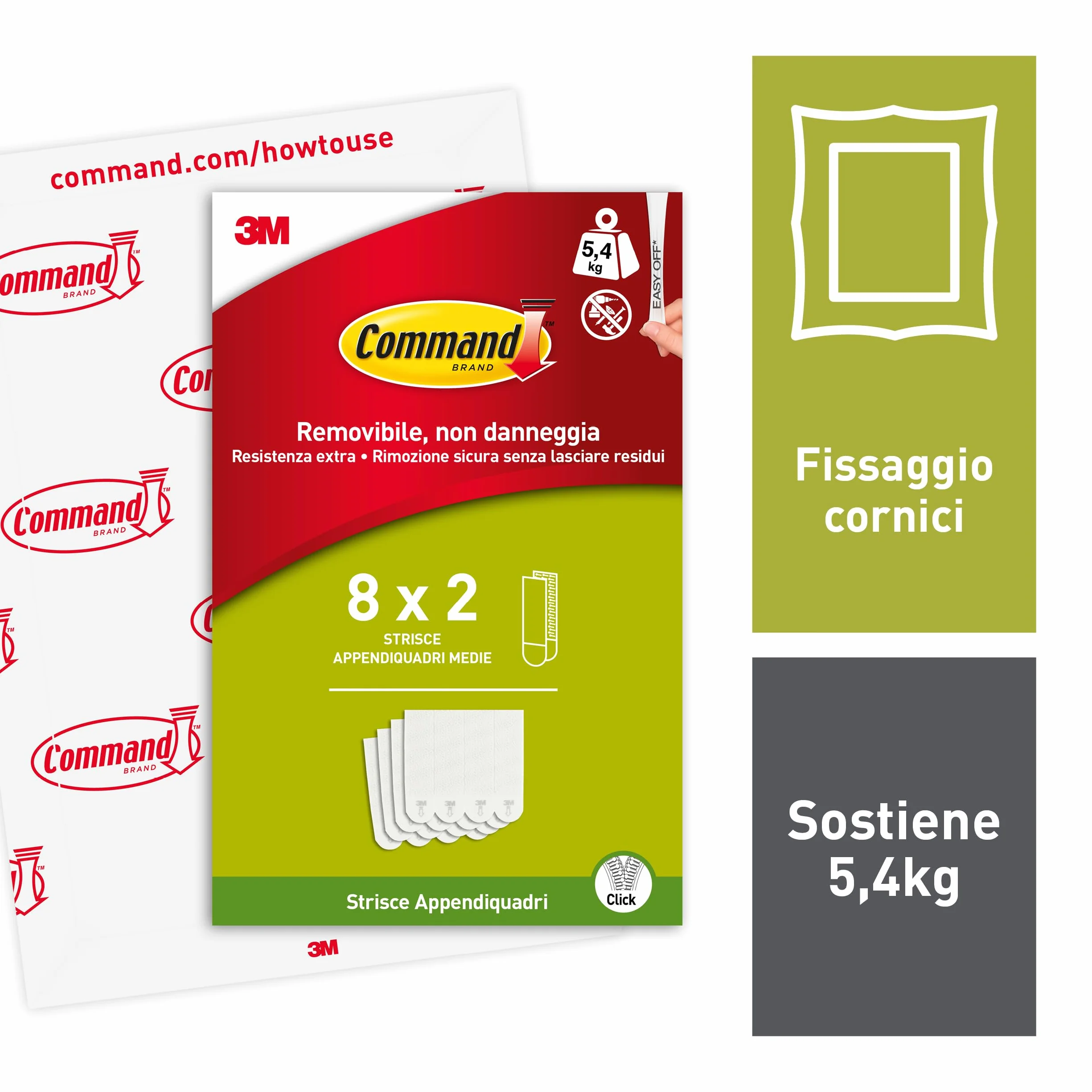 Command Ph204-8Eu Paski Montażowe, Biały, ‎17,5 x 1,5 x 24,9 cm; 80 g