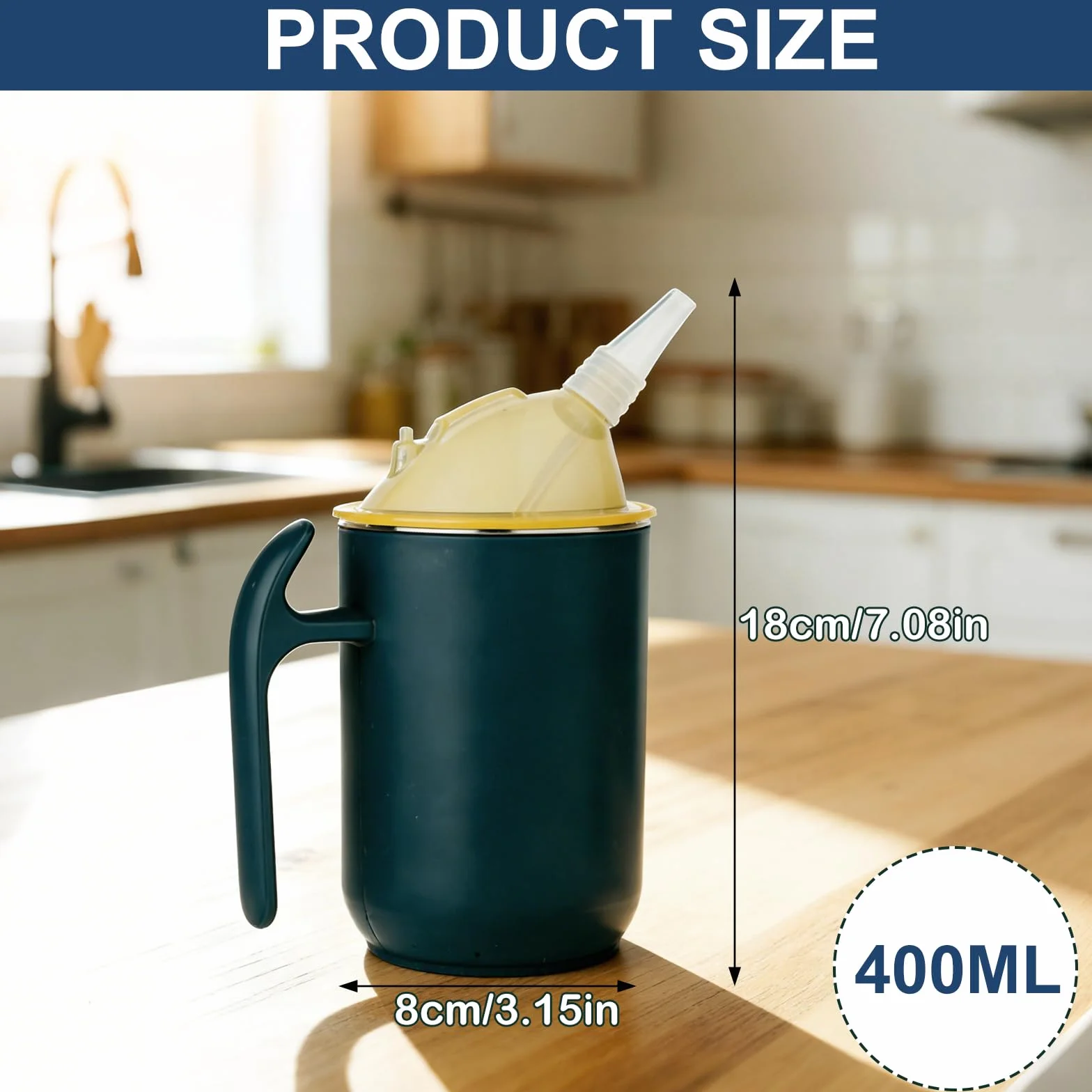 Kubek z dzióbkiem ze stali nierdzewnej 400 ml 3 w 1 szczelny dla seniorów (niebieska)