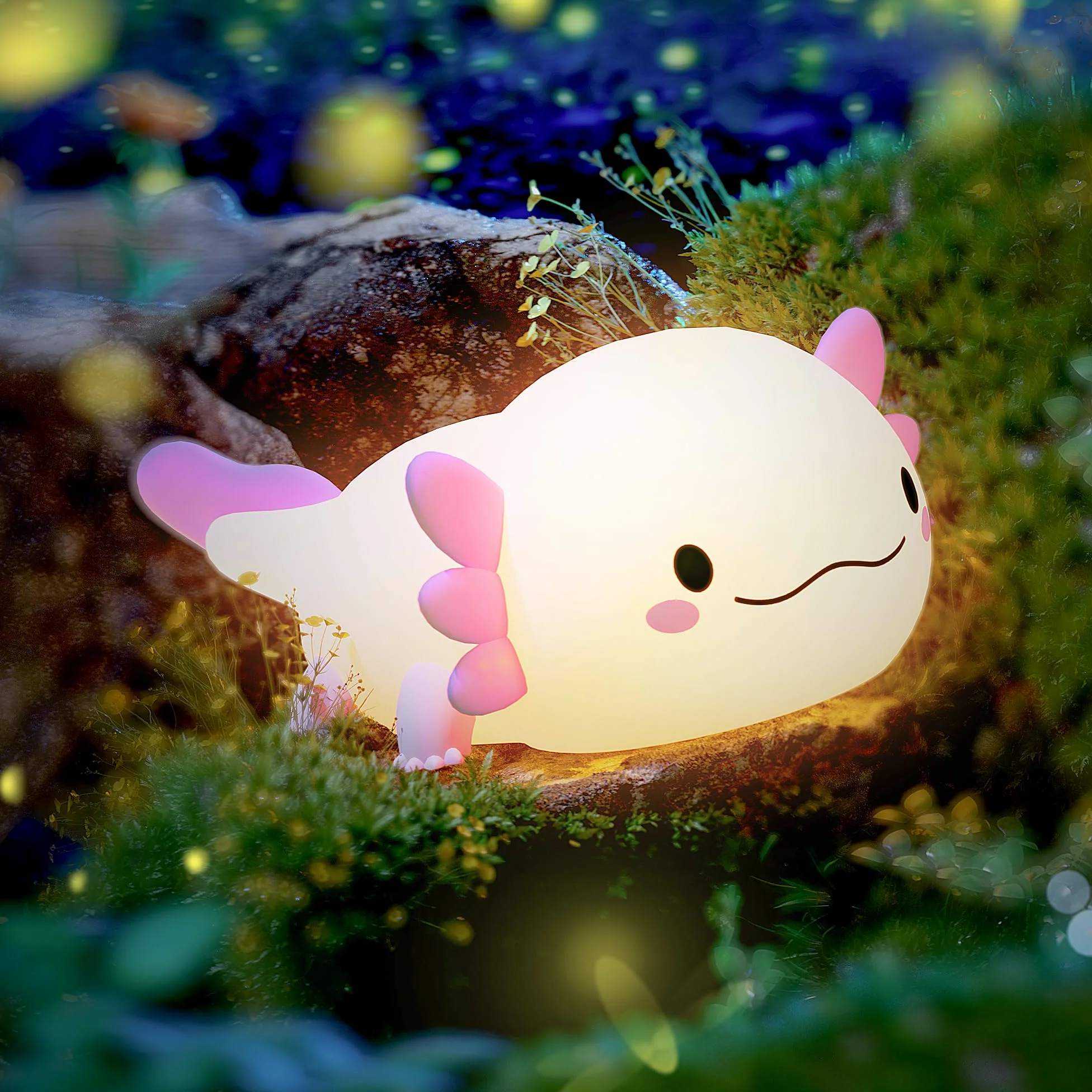 UNEEDE Lampka nocna Axolotl, lampka nocna dla niemowląt, silikonowa lampka nocna, dotykowa lampa stołowa LED, różowy Axolotl, prezent dla dzieci, dziewczynek, chłopców