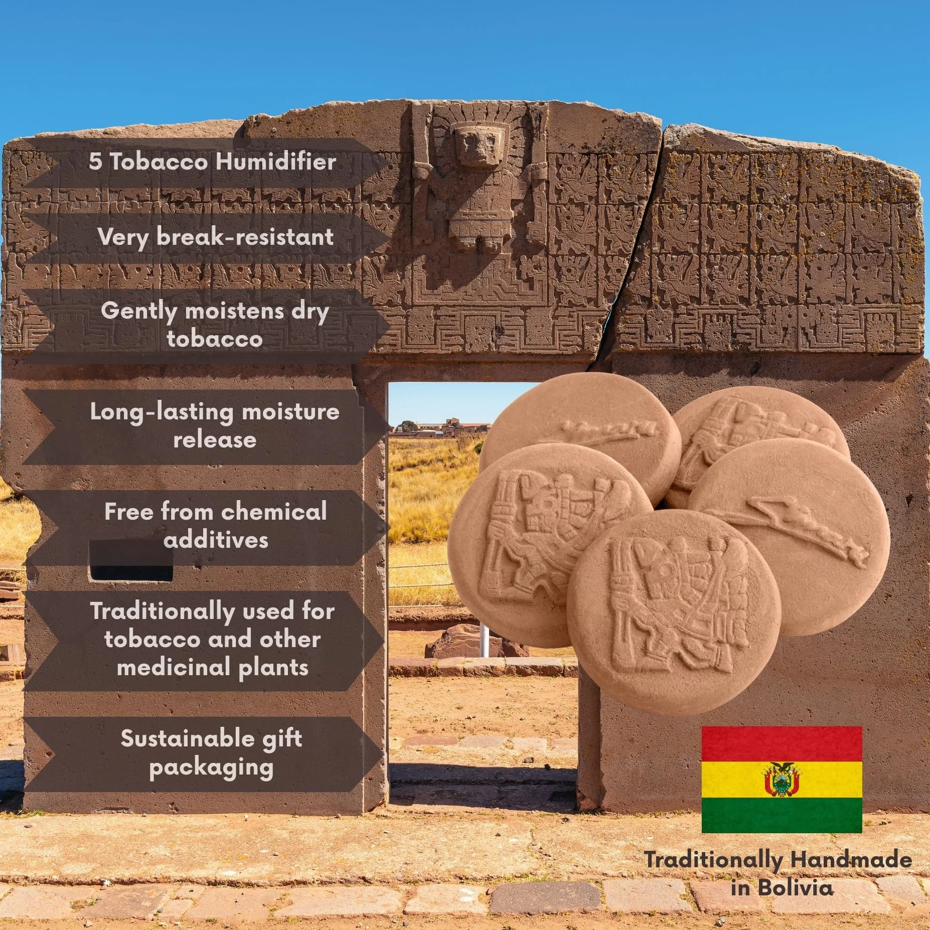 Kamień nawilżający do tytoniu z naturalnej terakoty Simaru, humidor wielokrotnego użytku