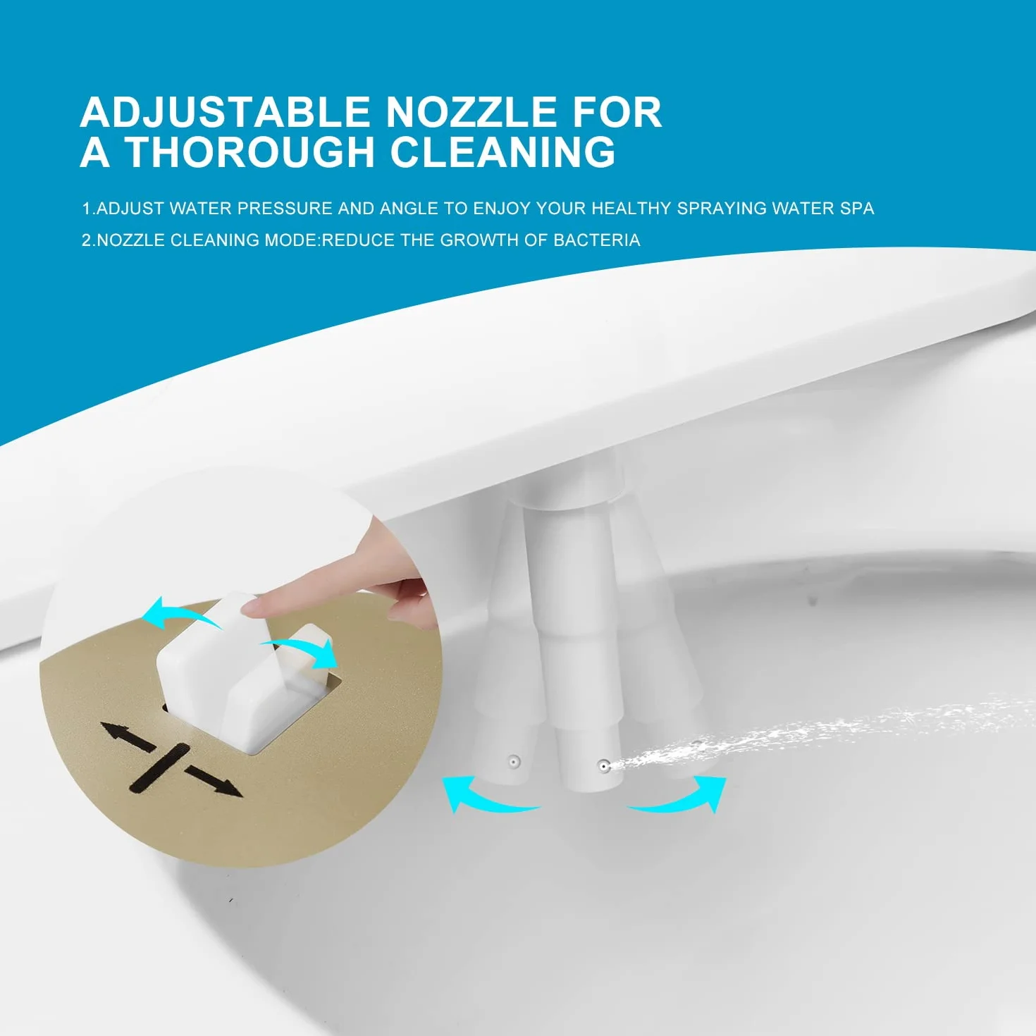 GLIGAM Bidet, nasadka do bidetu do toalety, nieelektryczny opryskiwacz bidetu słodkiej wody z dyszą samoczyszczącą, regulowana kontrola ciśnienia i regulacja kąta (szampański)