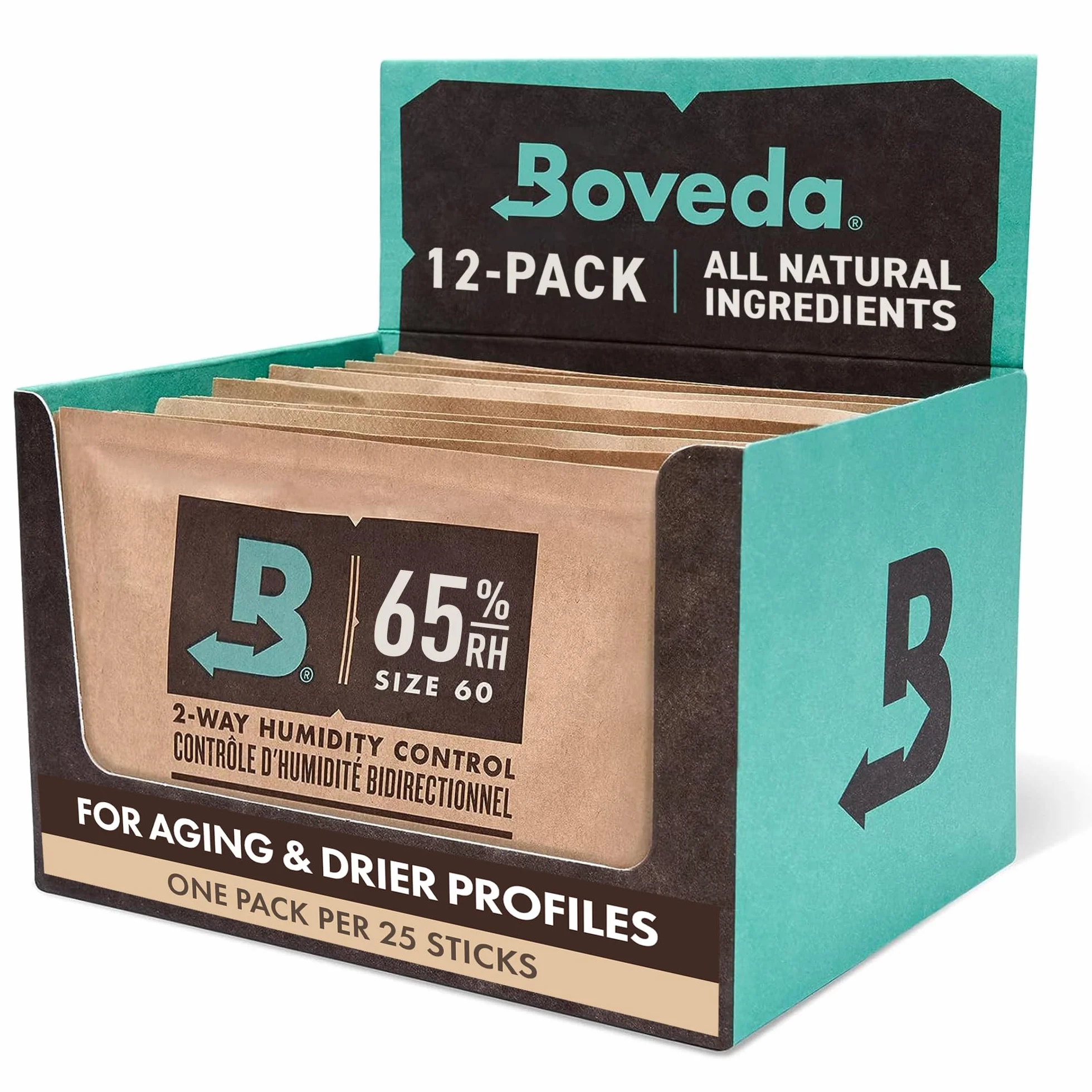 Boveda Saszetki regulujące wilgotność, 60/67/70 g, 12 sztuk 65% RH (Cuban Cigars) Boveda Brown