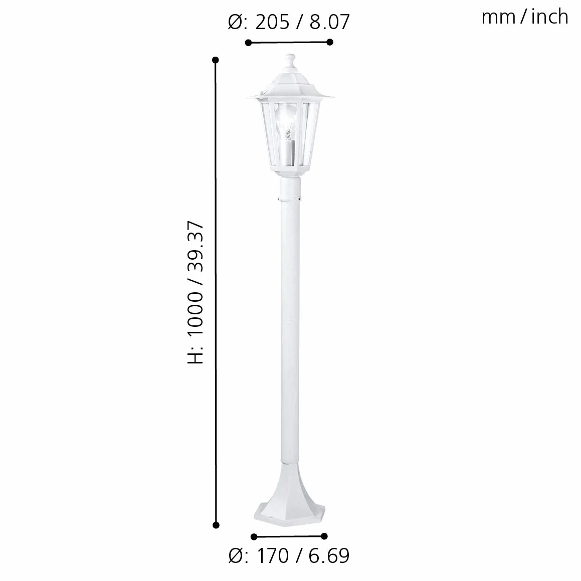 EGLO Lampa stojąca zewnętrzna E27 IP44 biała odlew aluminiowy szkło