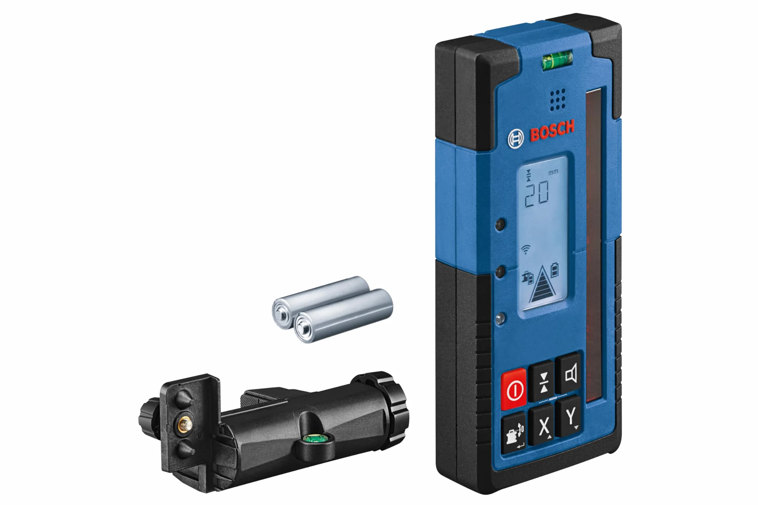 Bosch Professional Odbiornik laserowy LR 60 (uchwyt odbiornika RB 60, 2 baterie AA, zakres pracy: promień do 300 m, idealny do lasera obrotowego GRL 600 CHV)